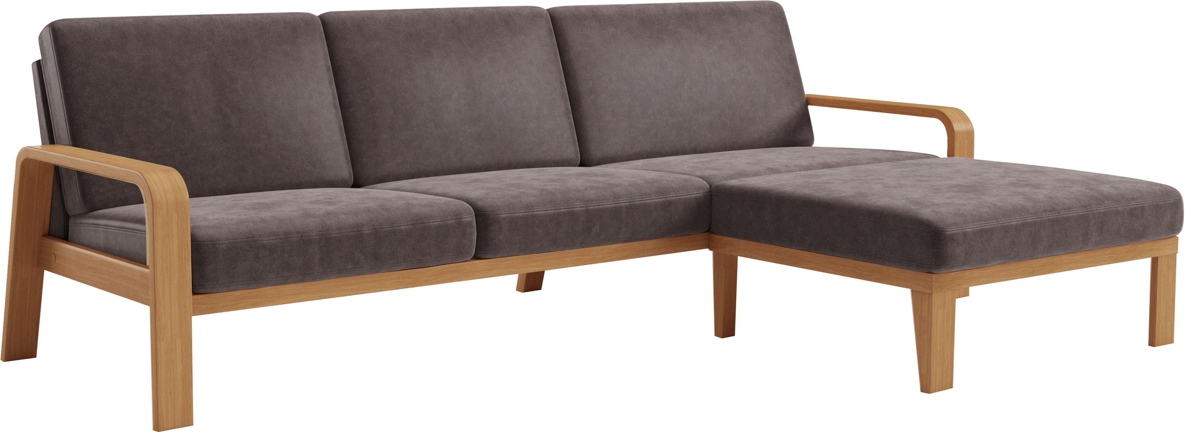 sit&more Ecksofa »Kolding L-Form«, Armlehnen aus eichefarbigem Buchenholz, verschiedene Bezüge und Farben