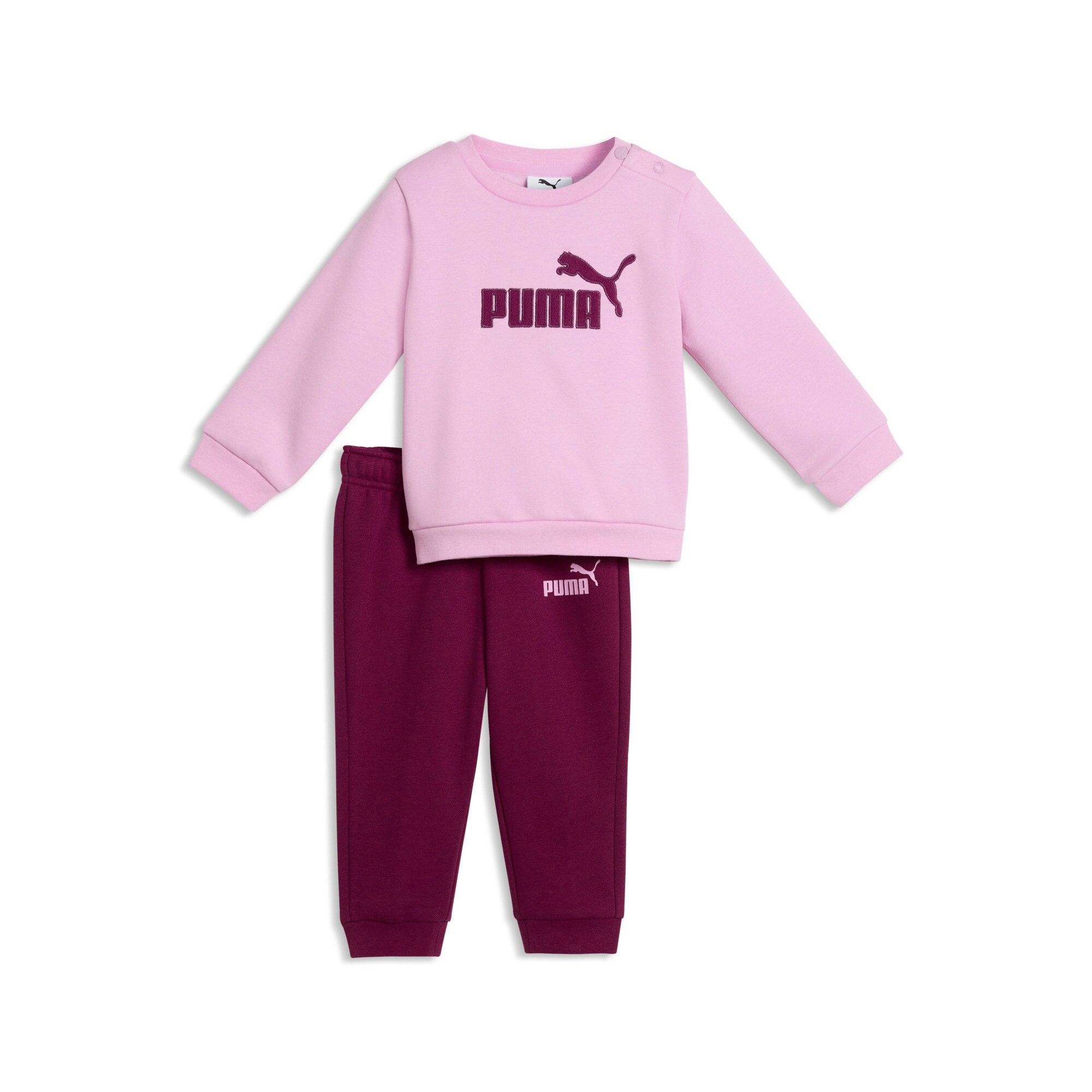 PUMA Trainingsanzug »MINICATS ESS CREW SET FL INTEREST INF« 2 zweiteiliges Set, Langarm-Oberteil, mit Logodruck, bedruckte Optik