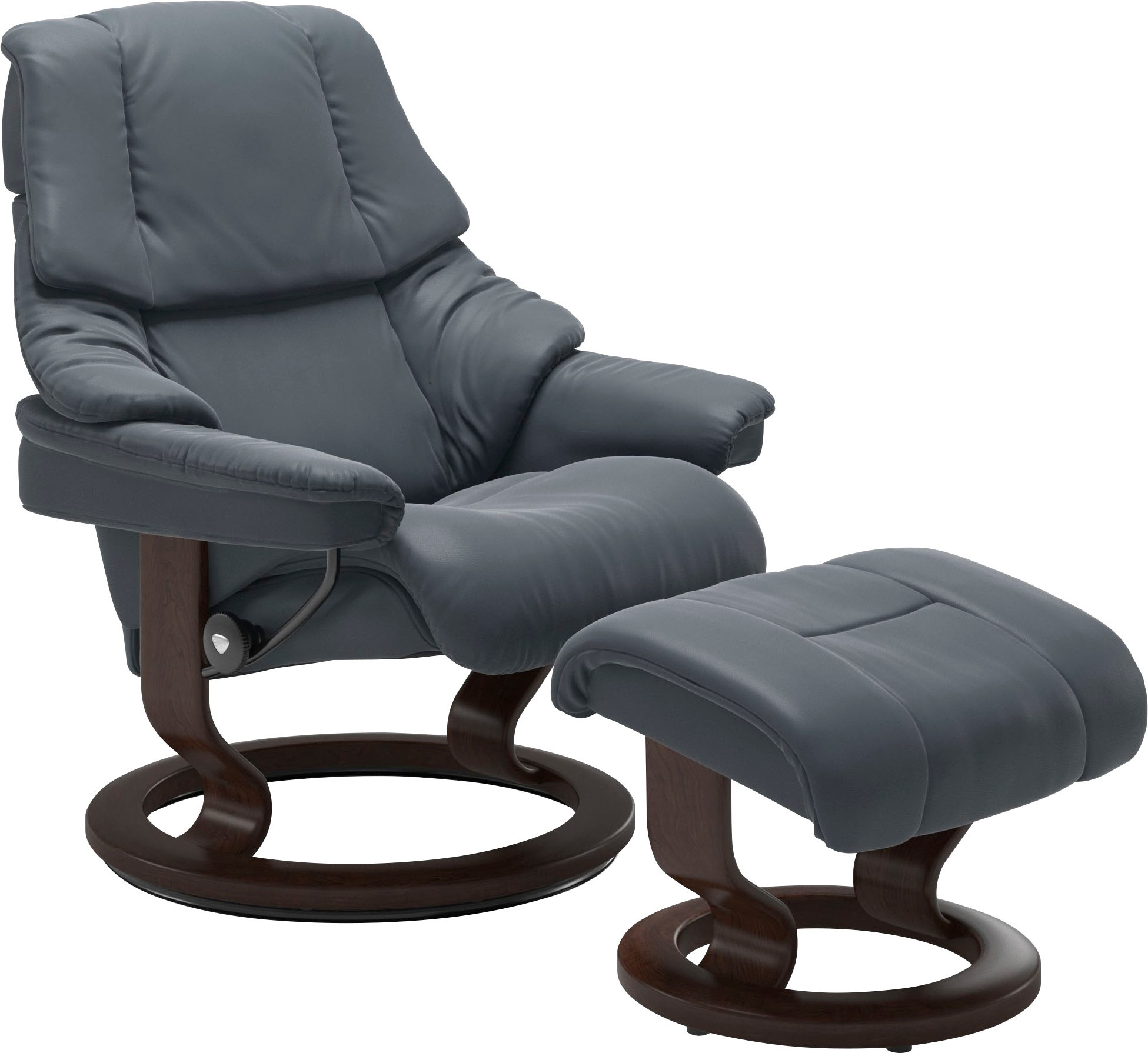 Stressless® Relaxsessel »Reno«, (Set, Relaxsessel mit Hocker), mit Hocker, mit Classic Base, Größe S, M & L, Gestell Braun