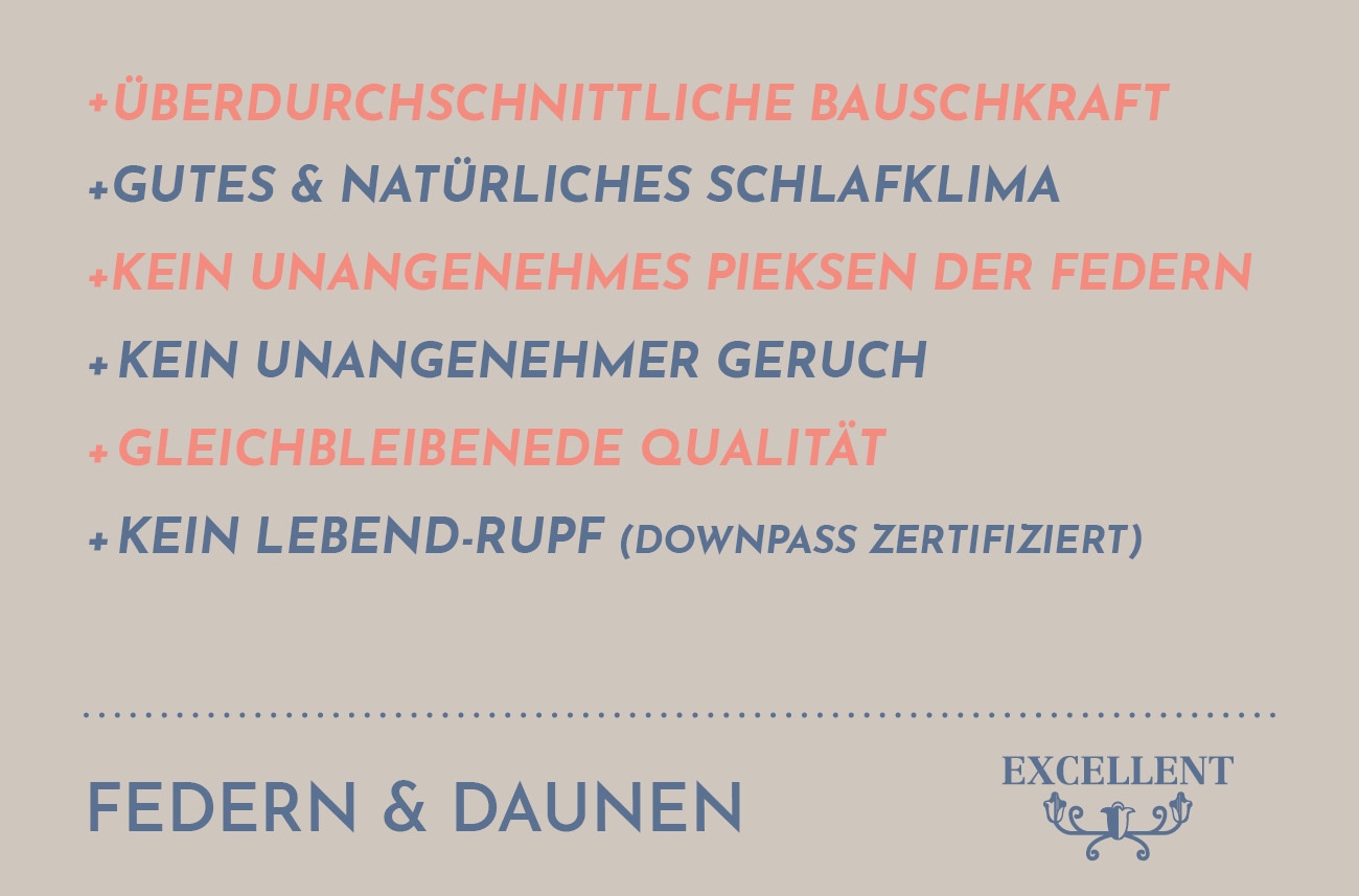 Excellent Federkopfkissen »Venedig Kissen in 6 Größen erhältlich und im Spar Set!«, Füllung: 85% Federn, 15% Daunen, Bezug: 100% Baumwolle, (1 St.), Kopfkissen 40x40, 40x80, 80x80, allergiker geeignet (Hausstaub)