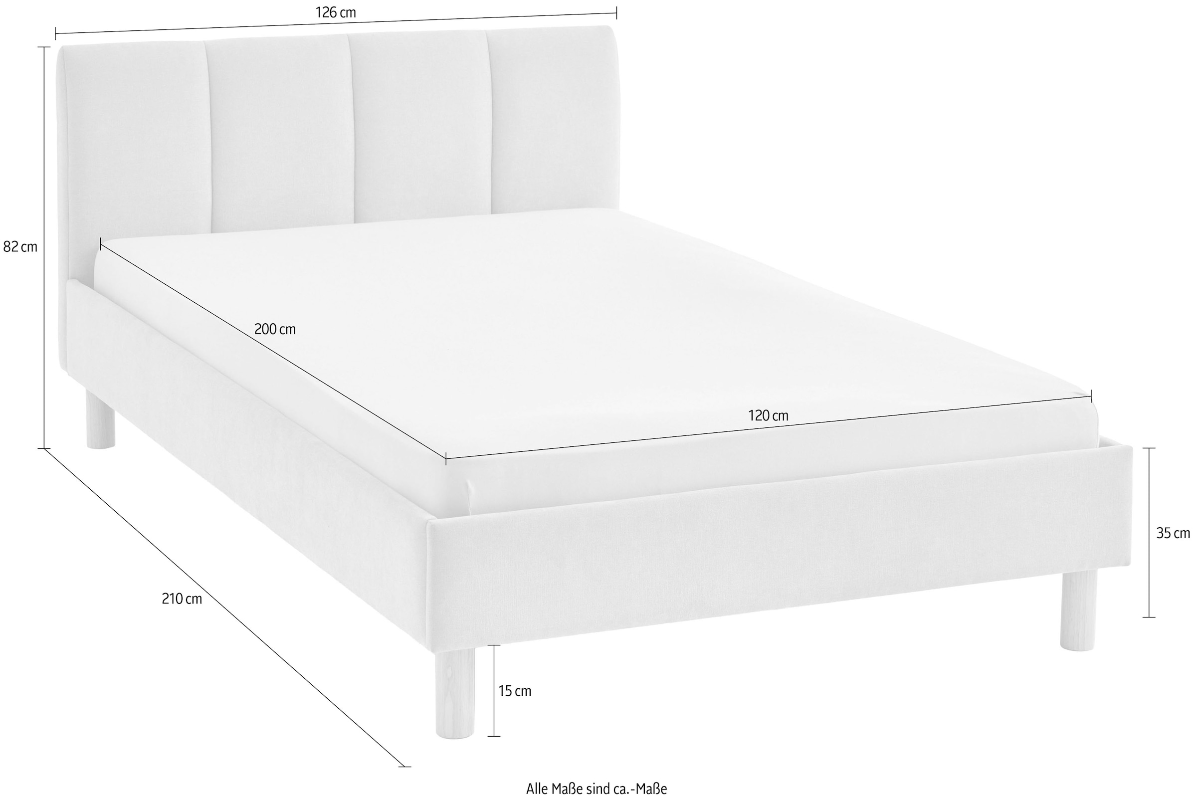 meise.möbel Polsterbett »Joker, in verschiedenen Breiten und Farben erhältlich« wahlweise mit schwarzem oder eichefarbigem Holzfuß