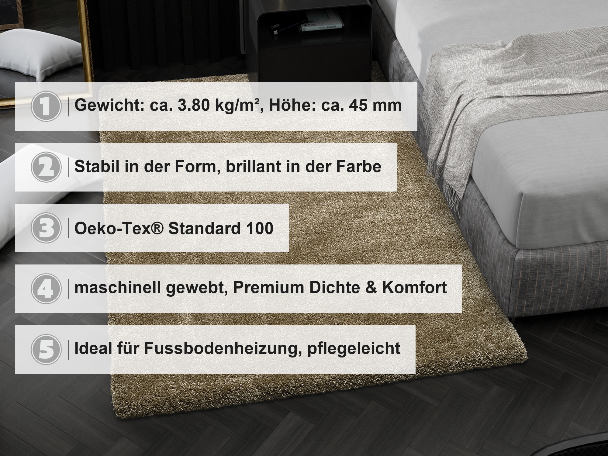 OCI DIE TEPPICHMARKE Hochflor-Teppich »MONTIS« rechteckig 45 mm Höhe uni, Langflor, Shaggy, auch in rund, quadratisch und Läufer erhältlich