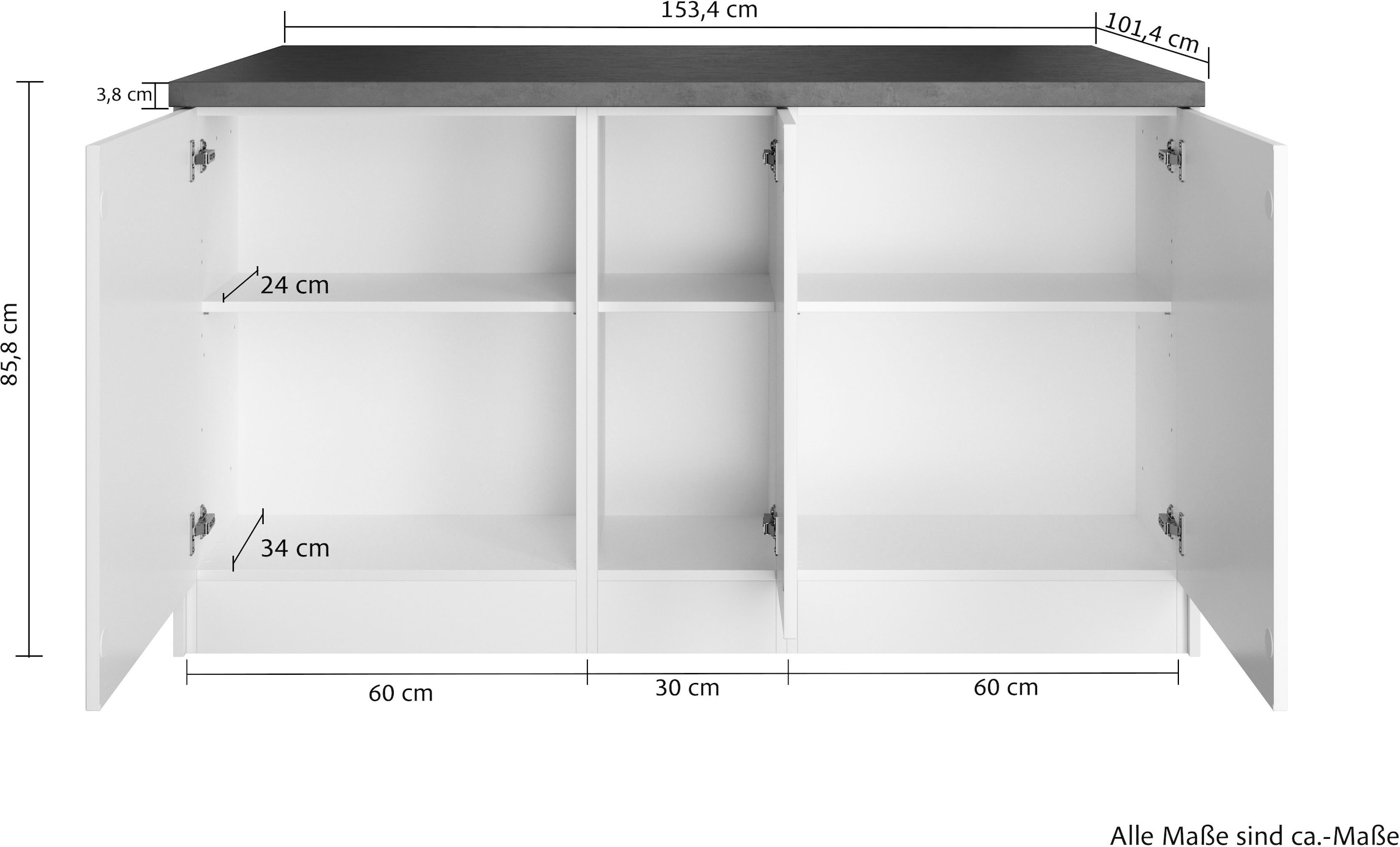 KOCHSTATION Kücheninsel »KS-Lani, Breite 153 cm, mit Flaschenregal« MDF-Fronten, Arbeitsplatte 38mm stark