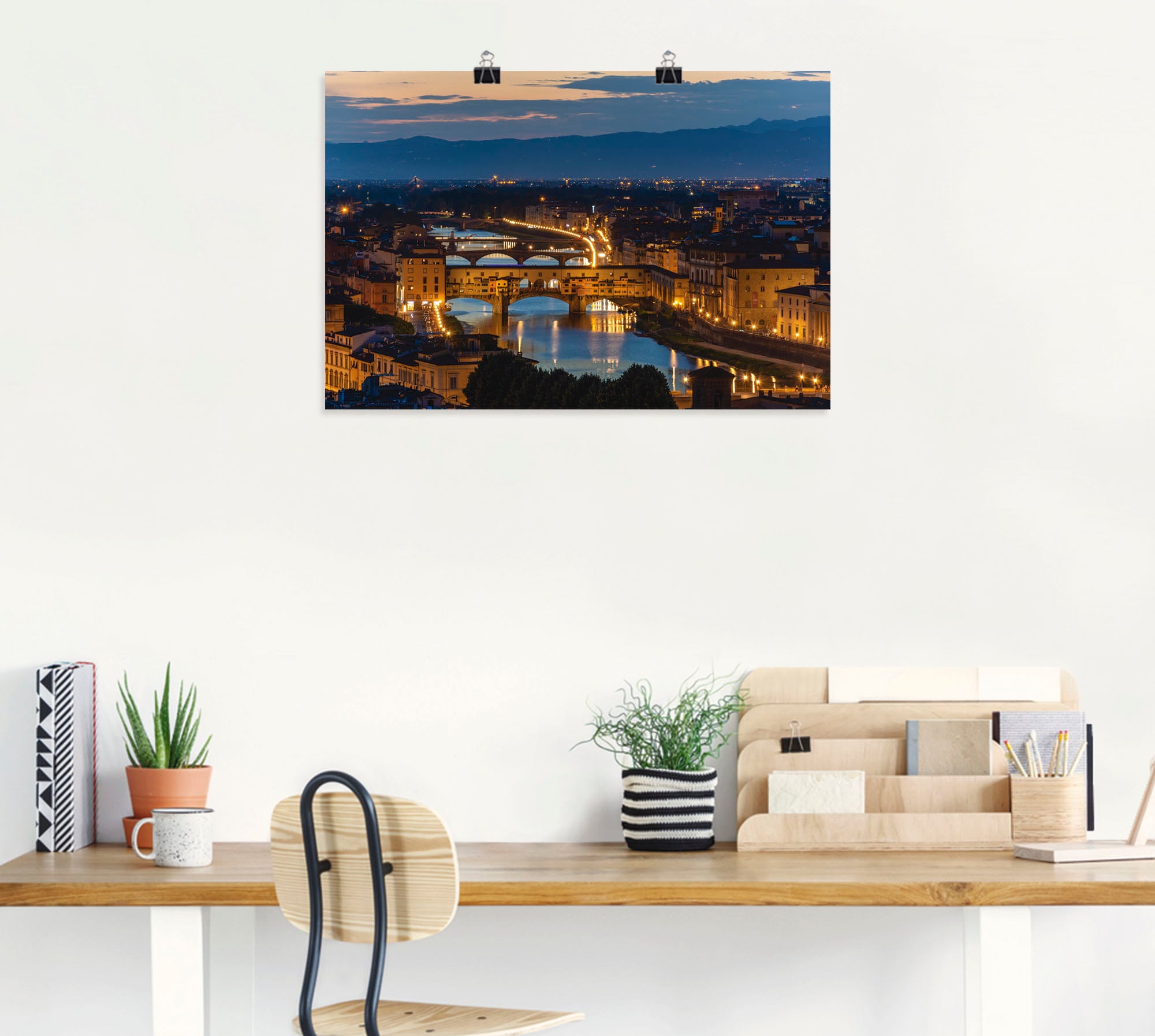 Artland Wandbild »Brücke Ponte Vecchio über dem Arno in Florenz«, Florenz, (1 St.), als Alubild, Leinwandbild, Wandaufkleber oder Poster in versch. Größen