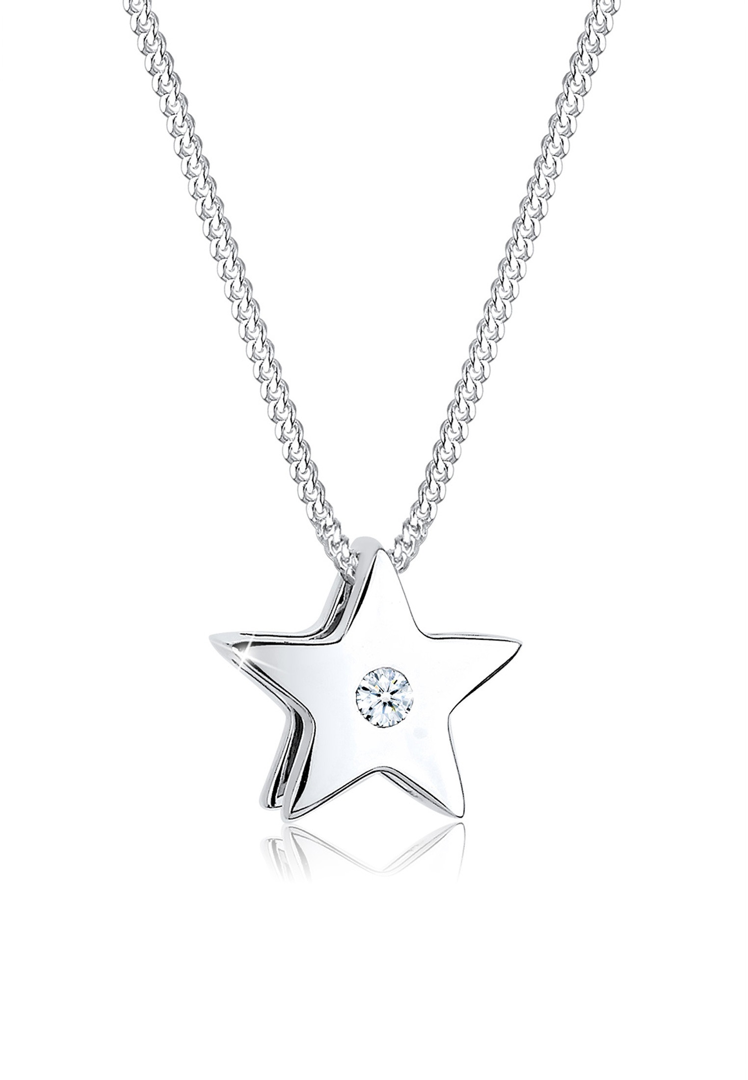Elli DIAMONDS Silberkette »Halskette Stern Diamant Brillantschliff (0,03 ct) 925 Sterling Silber«