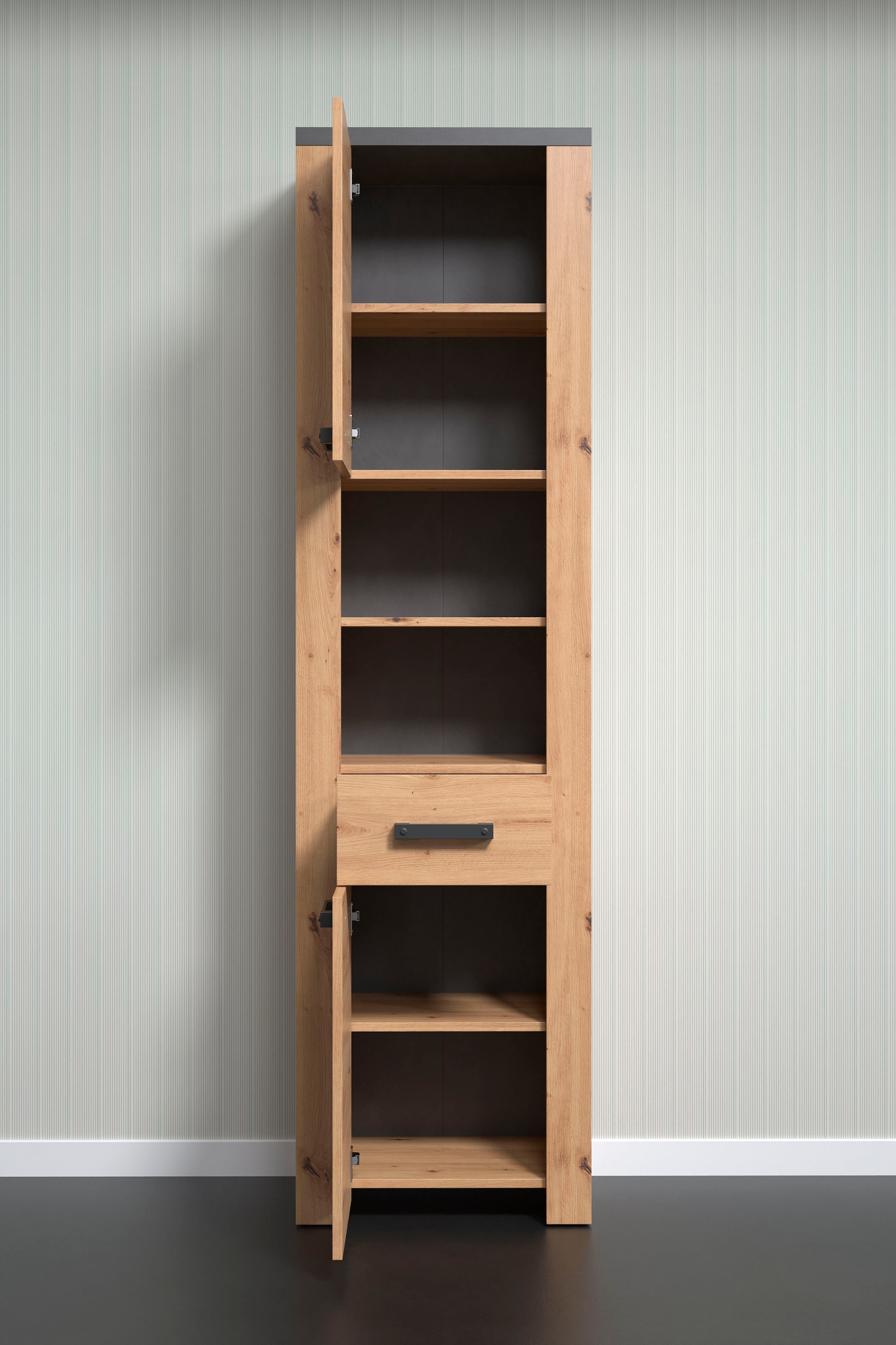 welltime Hochschrank »Ambres«, (1 St.), Badschrank in matter Echtholzoptik - Maße (B/T/H) 53/35/196 cm
