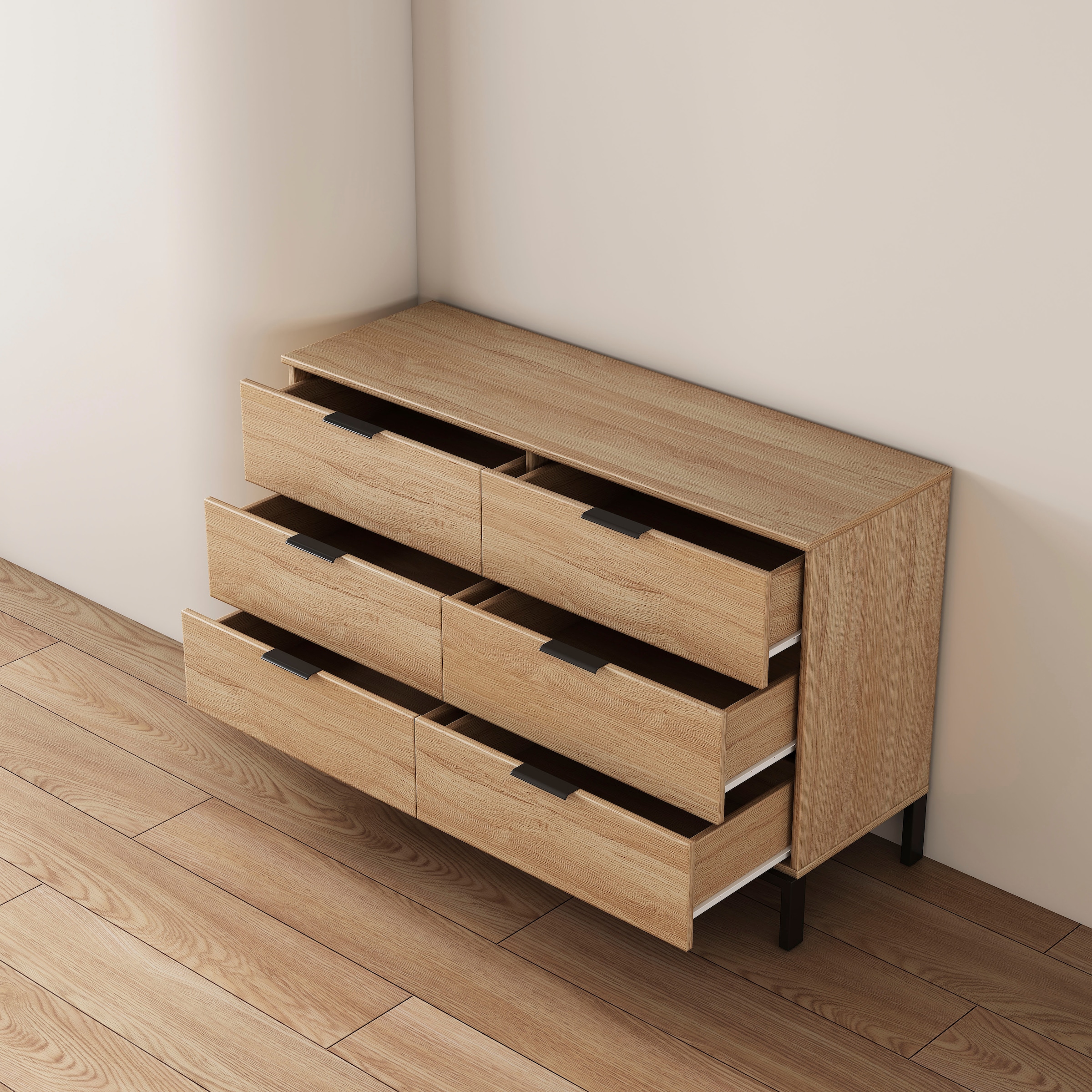 OTTO home Kommode »Jorinde« Melaminoberfläche, flexibler Stauraum und robustes Metallgestell