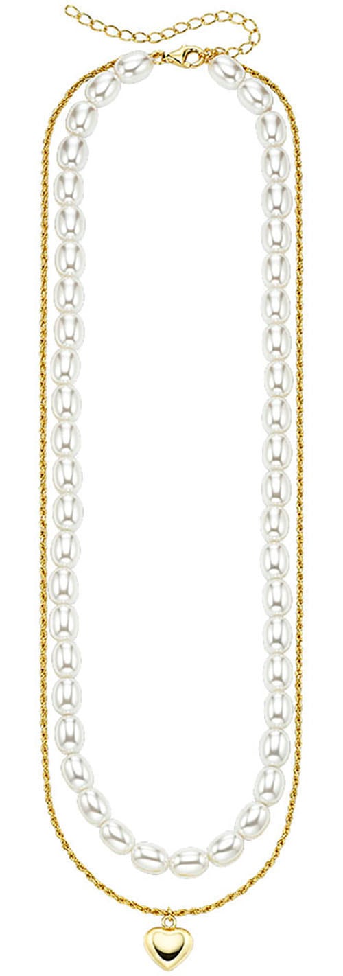 Aniston JEWELRY & WATCHES Kette mit Anhänger »Schmuck Geschenk Silber 925 Halskette mit Perlen und Herzanhänger« mit Perle (synth.)