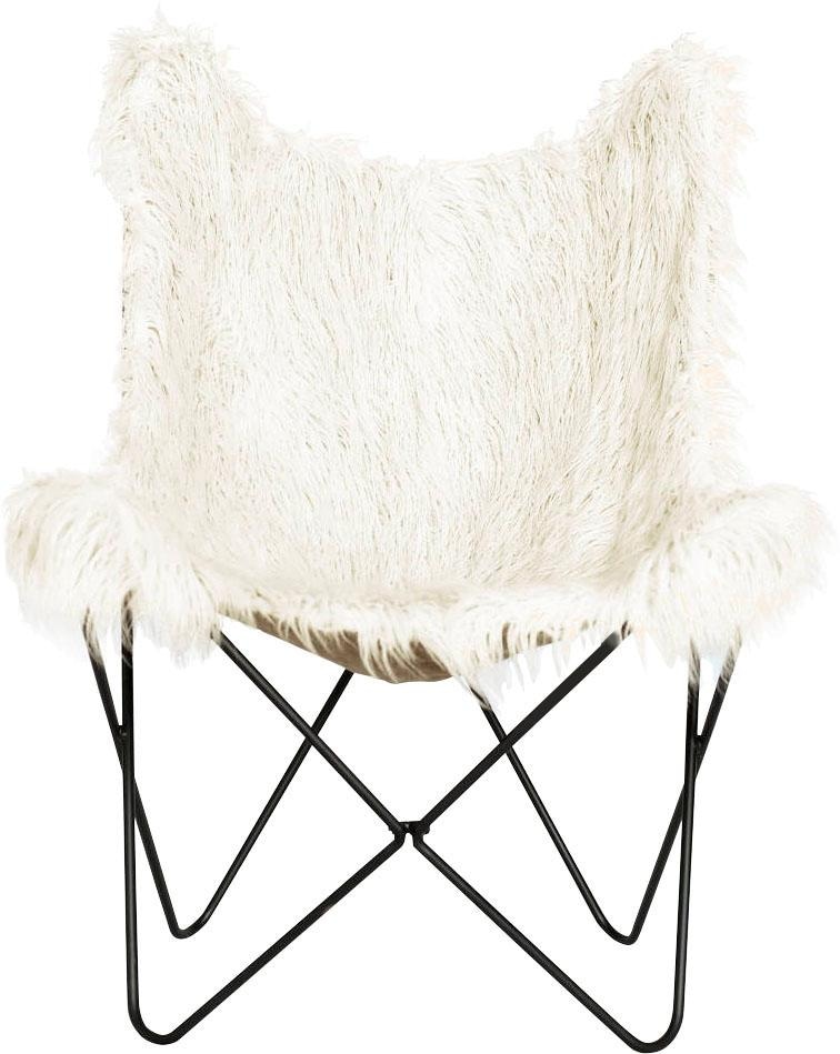 Kayoom Stuhl »Schmetterling-Stuhl Lynn 110, weicher Bezug aus Kunstfell« () 1 Stk.weicher Bezug aus Kunstfell, teilweise handgefertigt