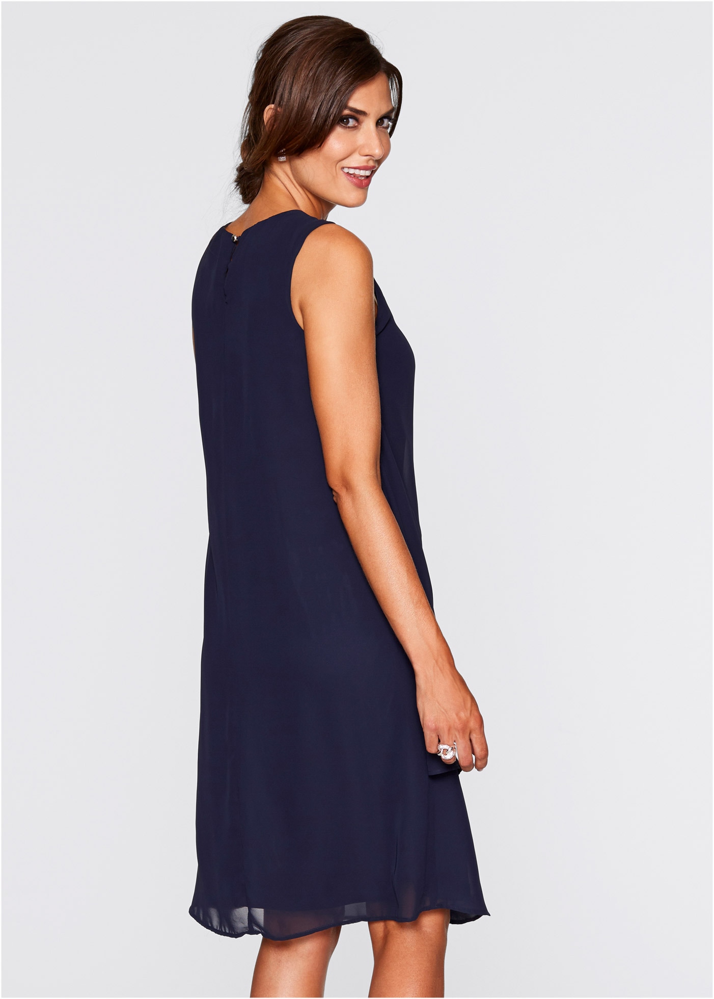 bonprix Chiffonkleid festliches Kleid, mit Strassstein-Applikation, aus Chiffon