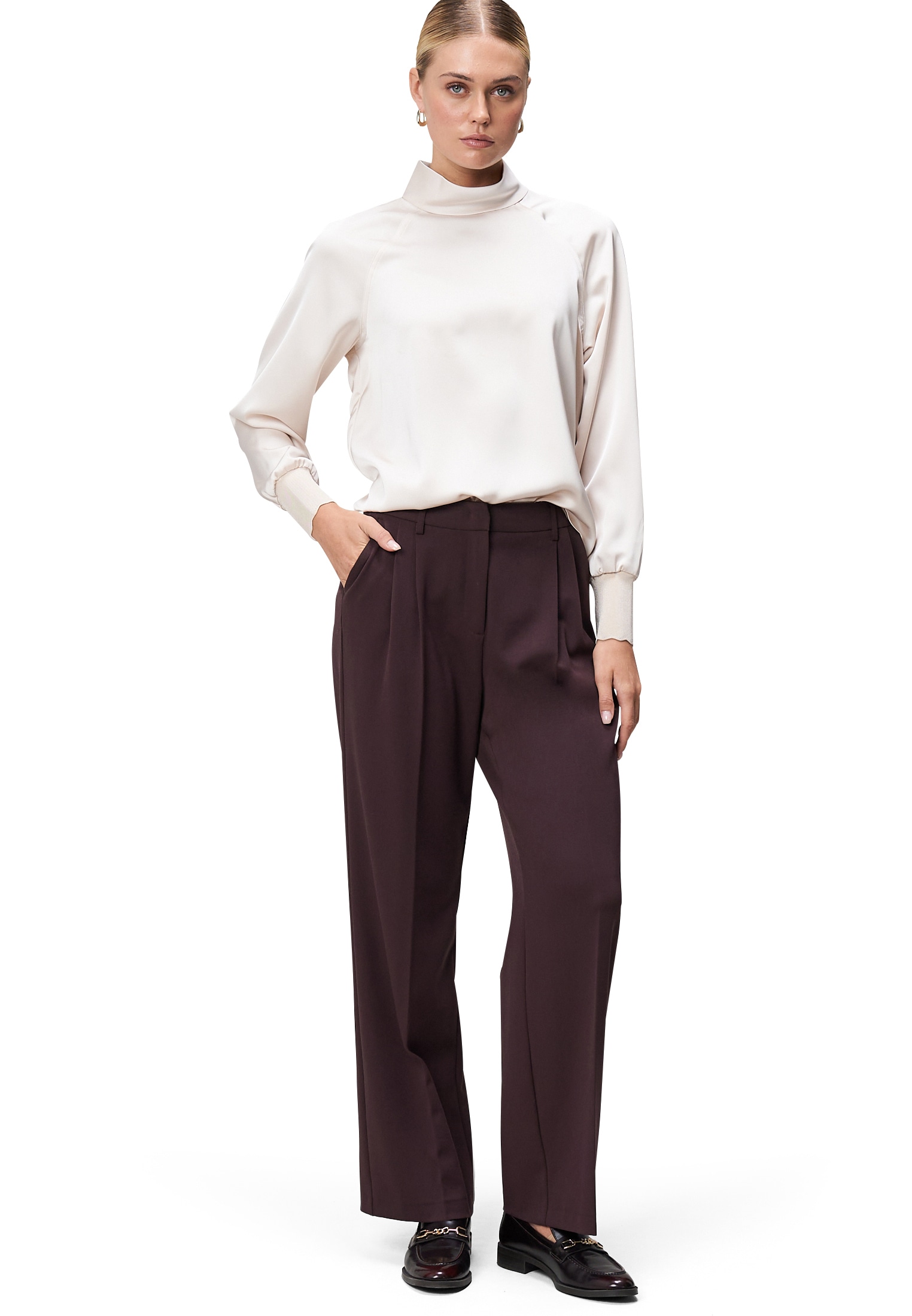 Zero Satinbluse »Satin-Bluse mit Kragen«