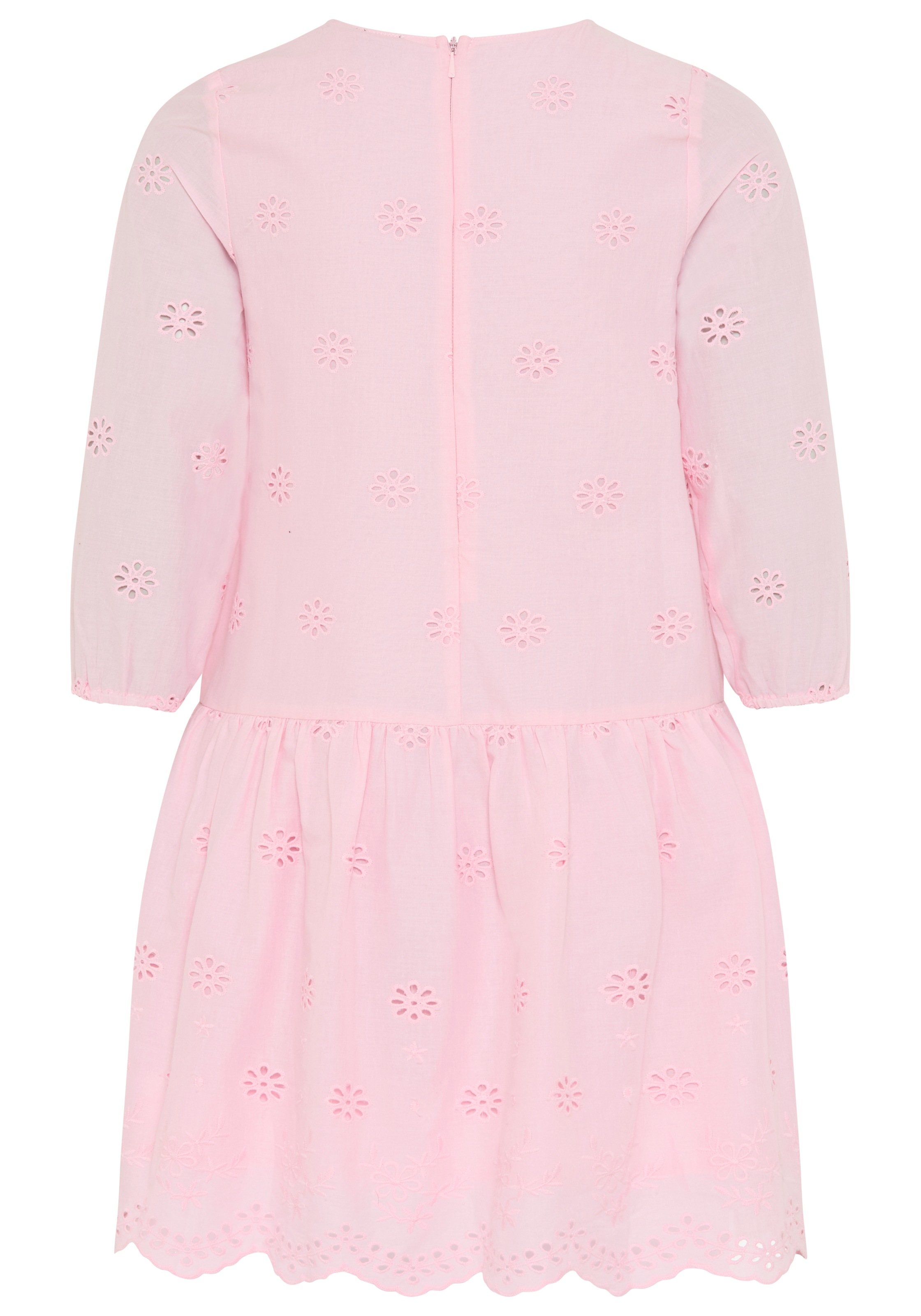 KIDSWORLD Spitzenkleid »Kleid mit Lochstickerei für Mädchen« aus Popeline und Web-Material, mit ausgestellter Passform