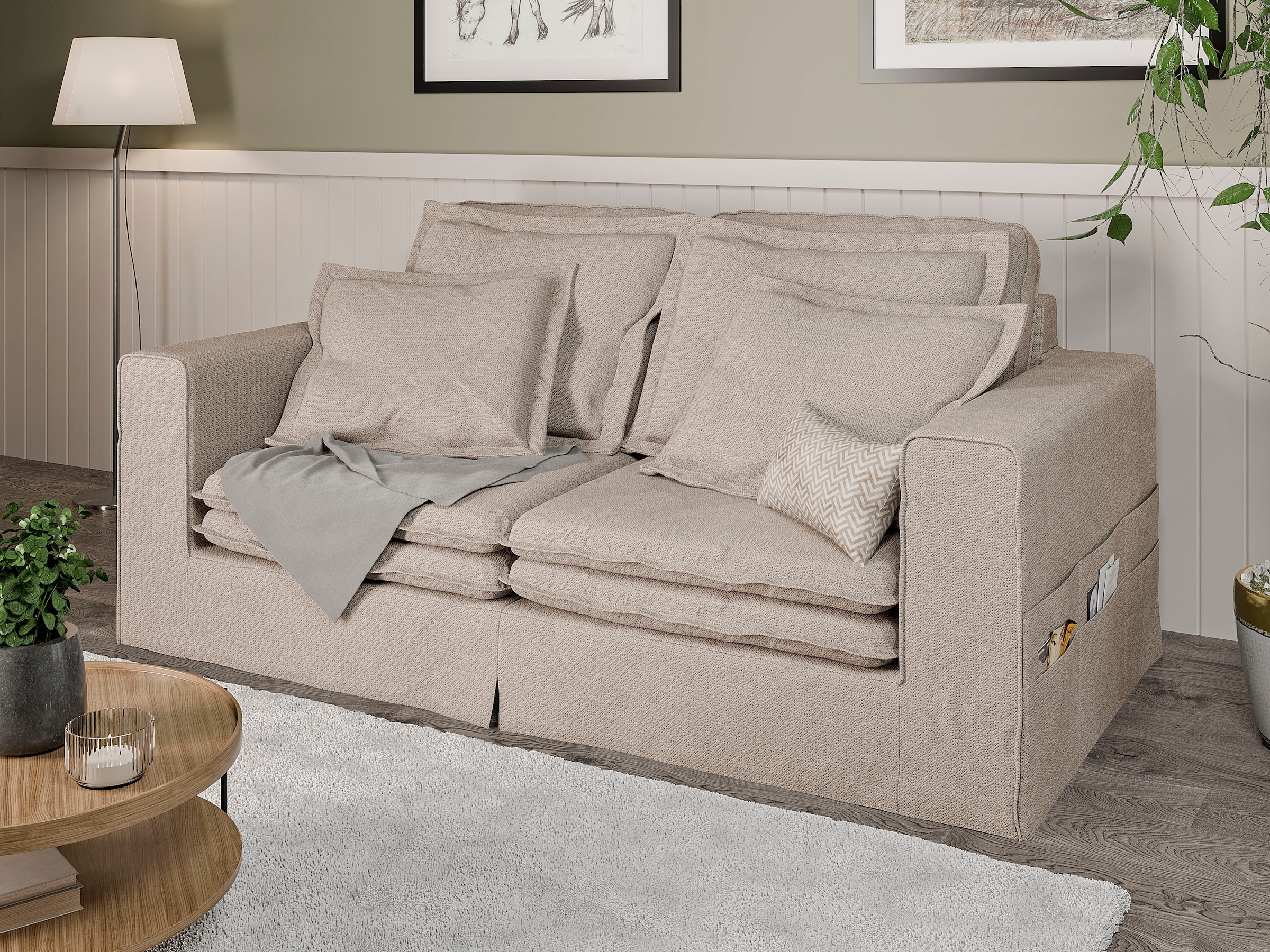 Home affaire 3-Sitzer »ALISSAS BIS mit vielen Kissen, Biesen an den Kissen,«, Hussen-Optik,  kleine Taschen an der Seite zum Verstauen