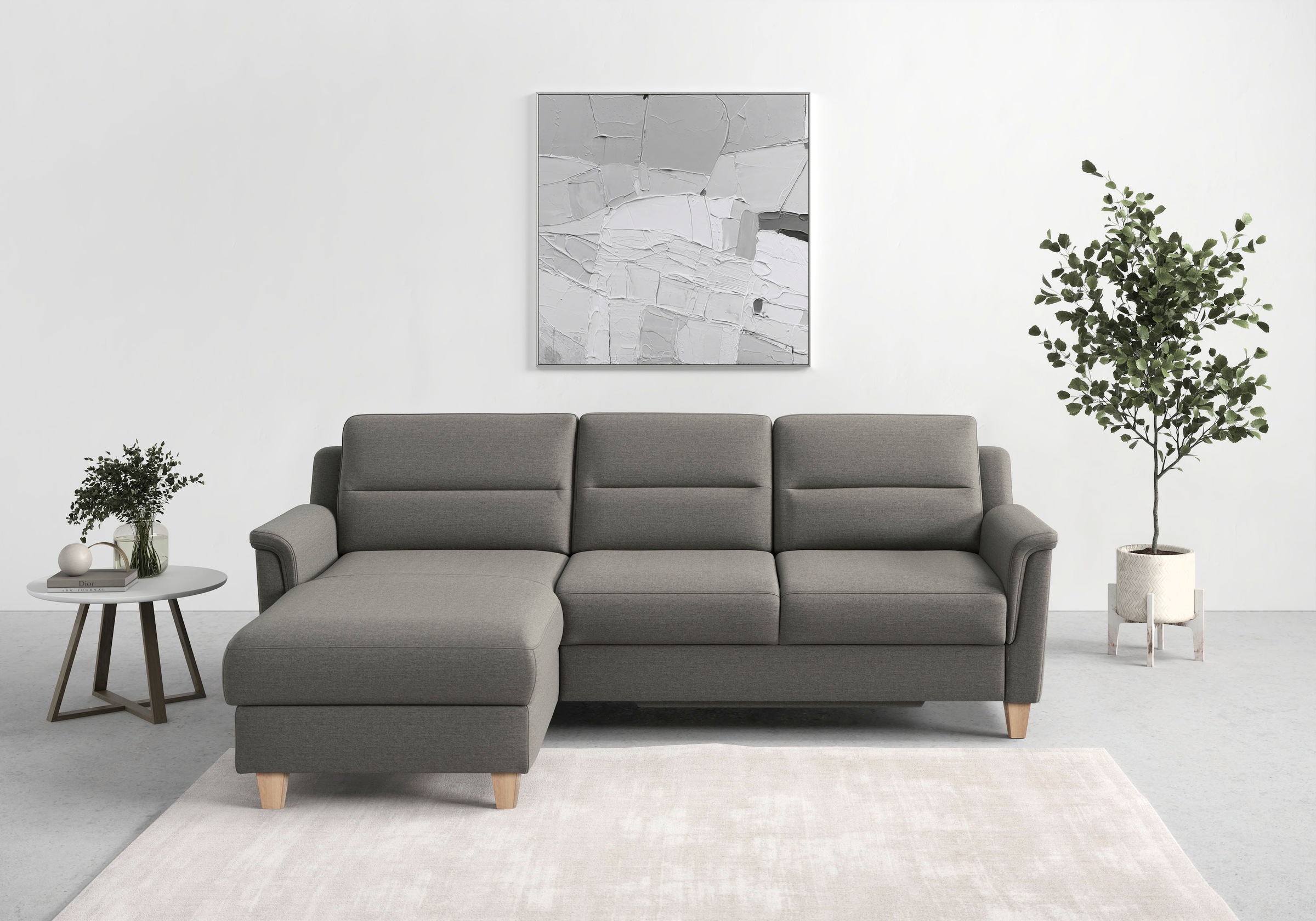 sit&more Ecksofa »Farö L-Form« inklusive Federkern, wahlweise mit Bettfunktion und Bettkasten