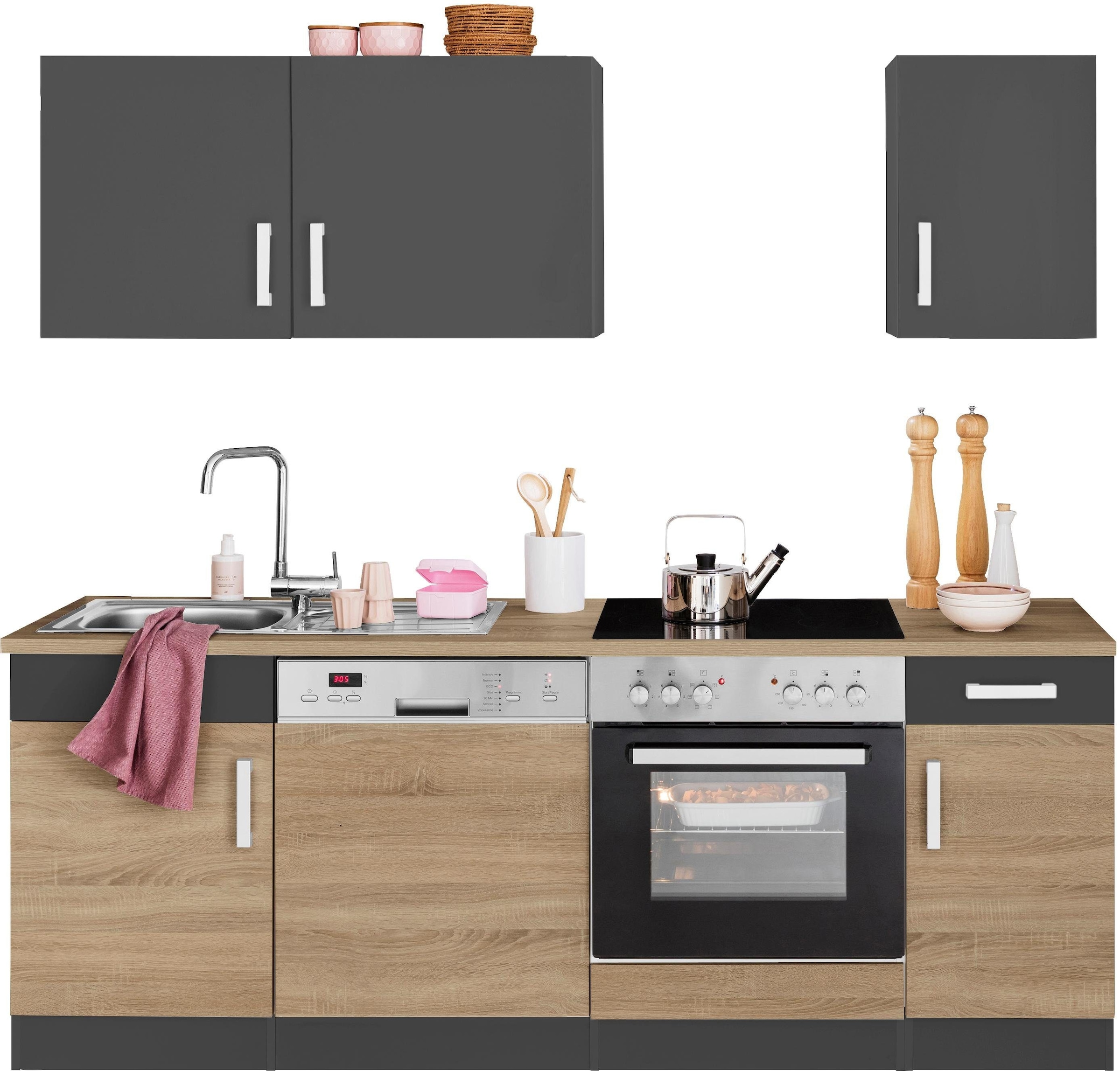 wiho Küchen Küchenzeile »Montana«, mit E-Geräten, Breite 200 cm bequem  kaufen | Vorratsschränke