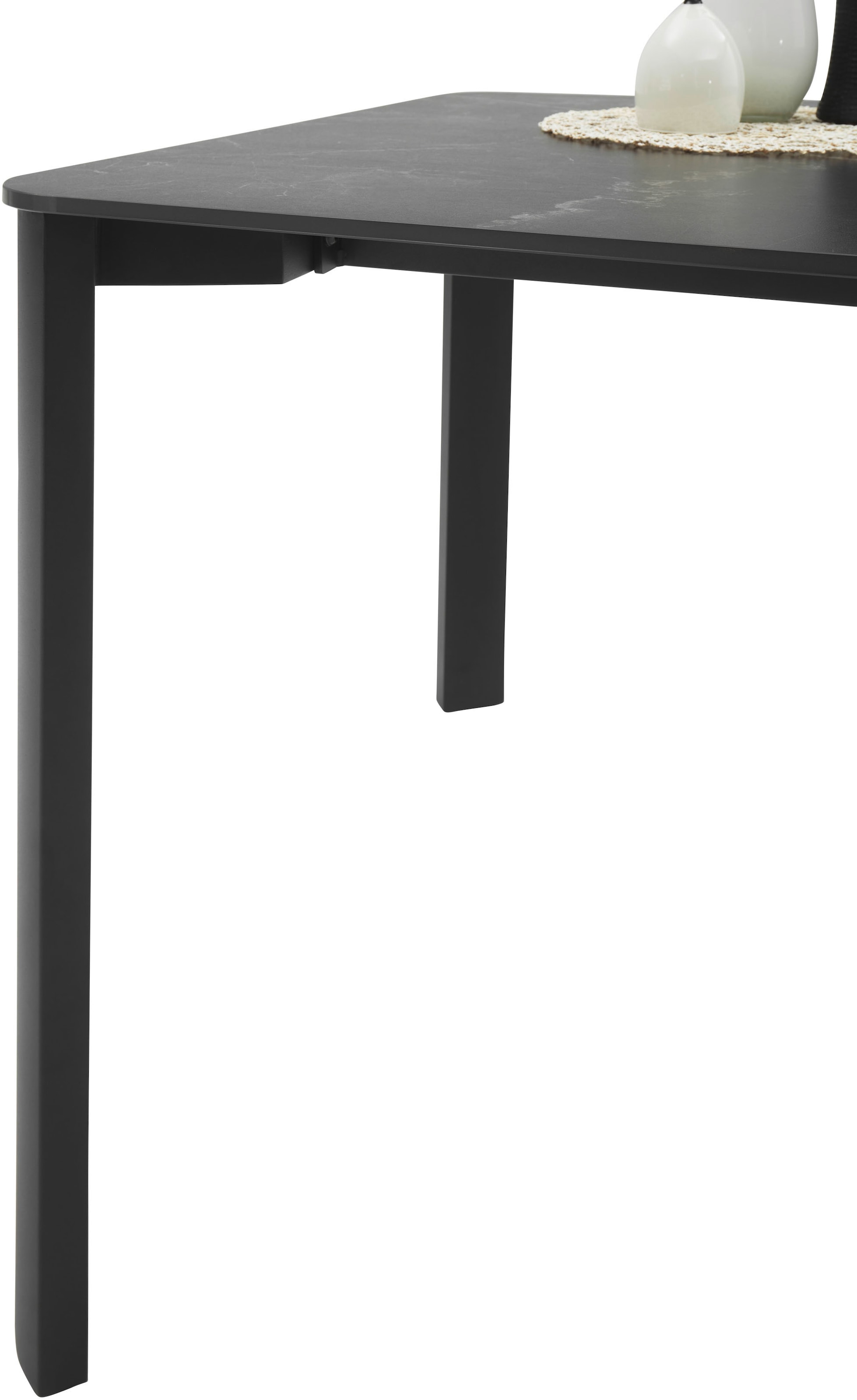 Stolkom Esstisch »Lenni Esszimmertisch Keramik, Schwarz marmoriert BxHxT 180x76x90 cm«, Keramikoberfläche schwarz marmoriert, Metallgestell schwarz matt