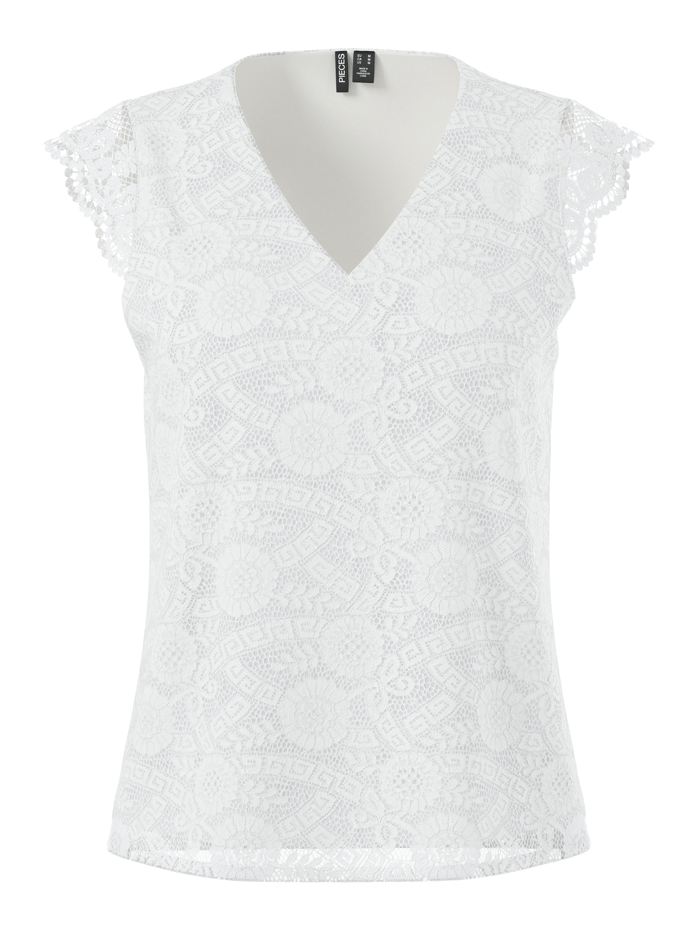 pieces Spitzentop »PCOLLINE SL LACE V-NECK TOP WVN NOOS«