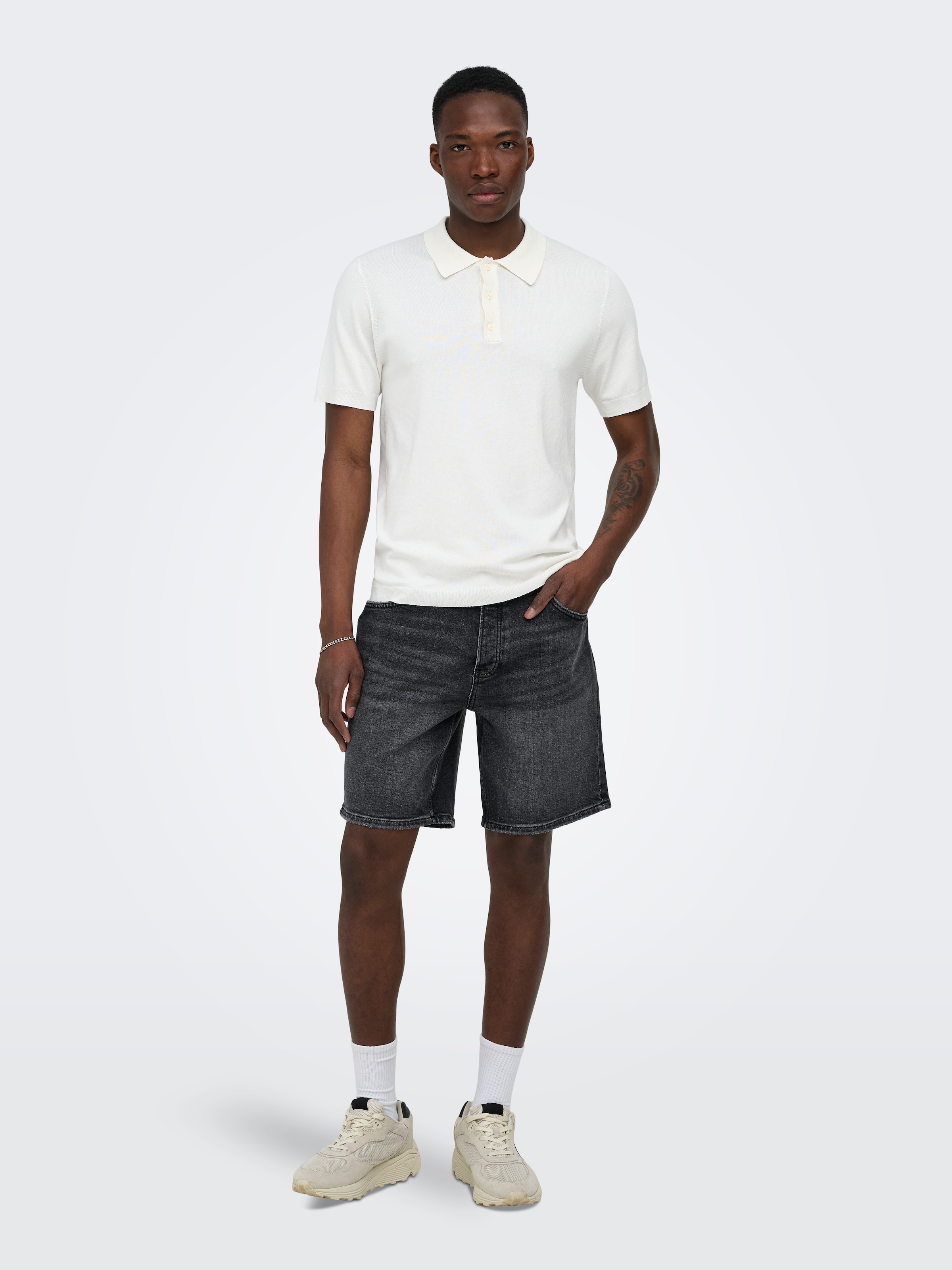 ONLY & SONS Jeansshorts »ONSEDGE PERF WB 6968 DOT DNM SHORTS NOOS« Baumwollmischung, straight fit