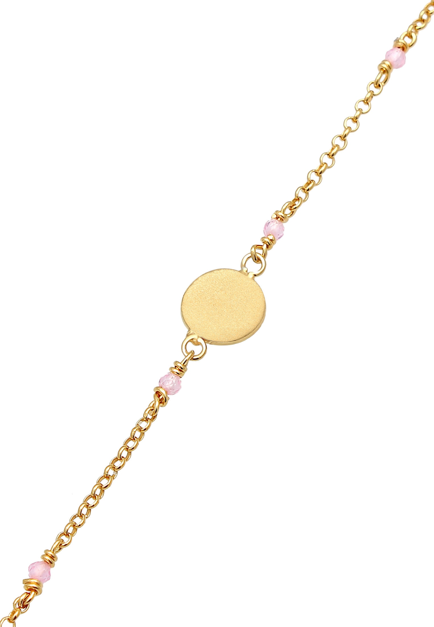 Elli Armkette »Armband Coin Rund Sonne Antik Rosa Quarz 925er Silber«