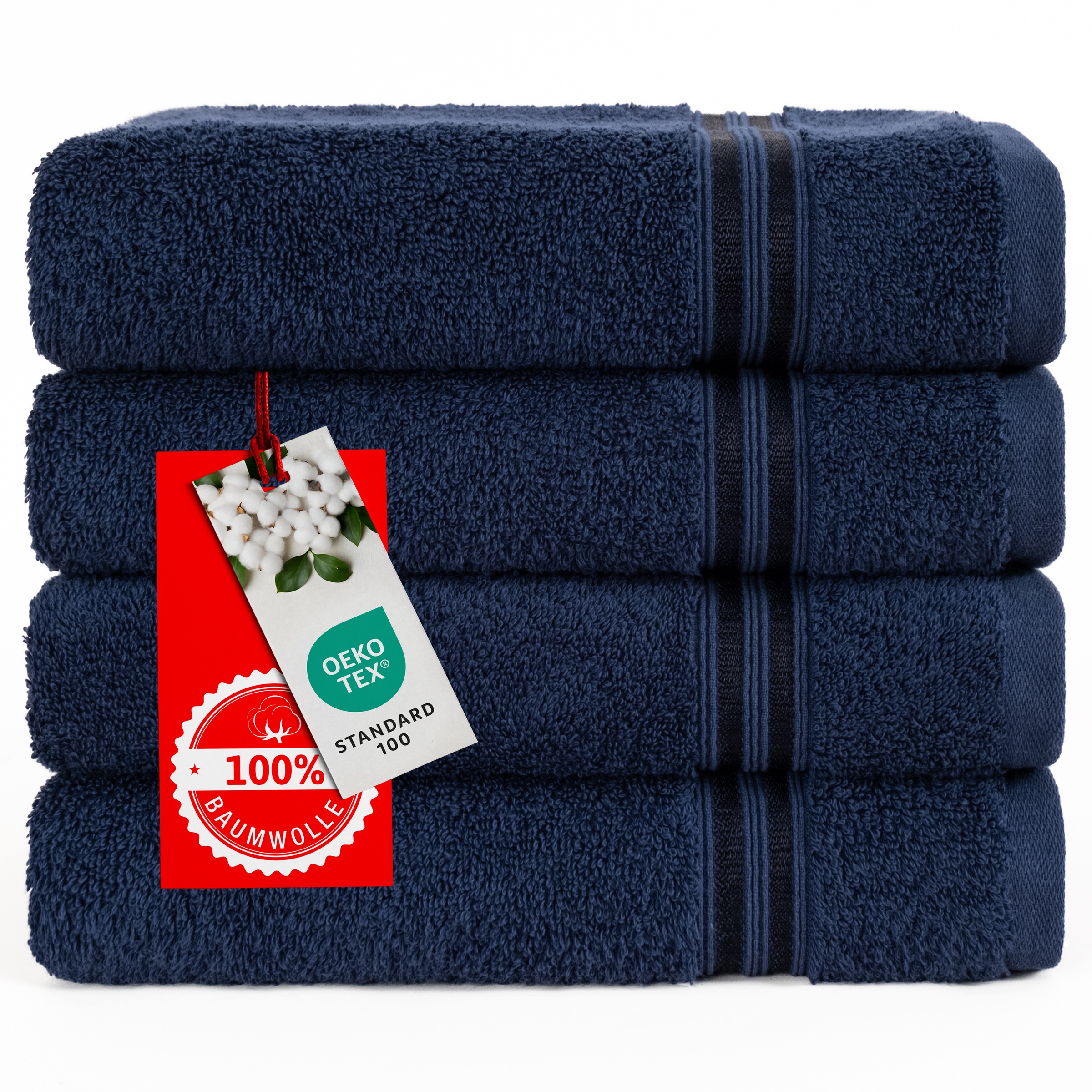 HAMMETEX Handtuch Set »4er Set Handtücher 50x100 cm, 100% Baumwolle, Weich & Saugstark«, (Set, 4 St., 4), mit Bordüre, einfarbig, weich