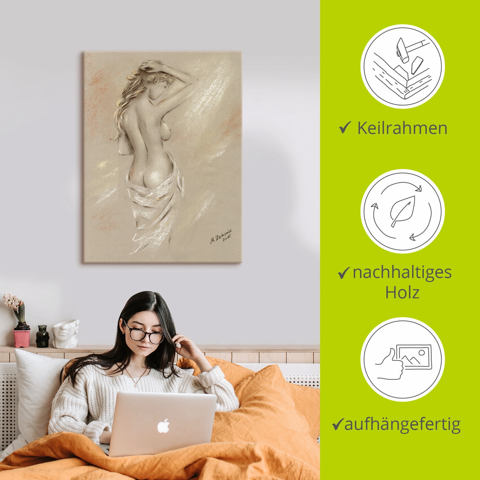 Artland Wandbild »Reizvolle Rundungen - weiblicher Akt« Frau 1 Stk. tlg. als Leinwandbild, Poster in verschied. Größen