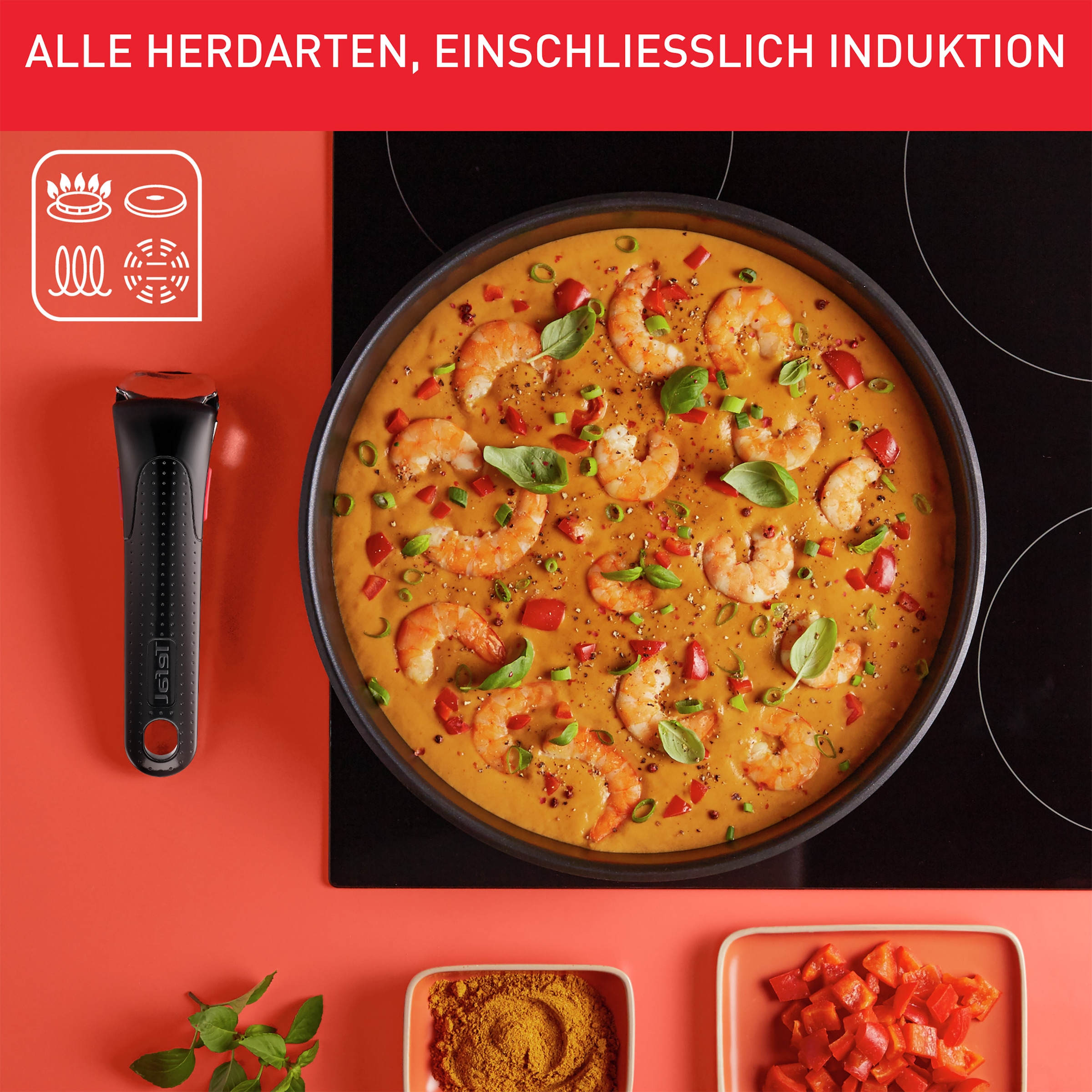 Tefal Topf-Set »Ingenio Emotion« Edelstahl Set, 5 Stk. tlg. abnehmbarer Griff, Antihaftversiegelung, Thermo-Signal, Induktion