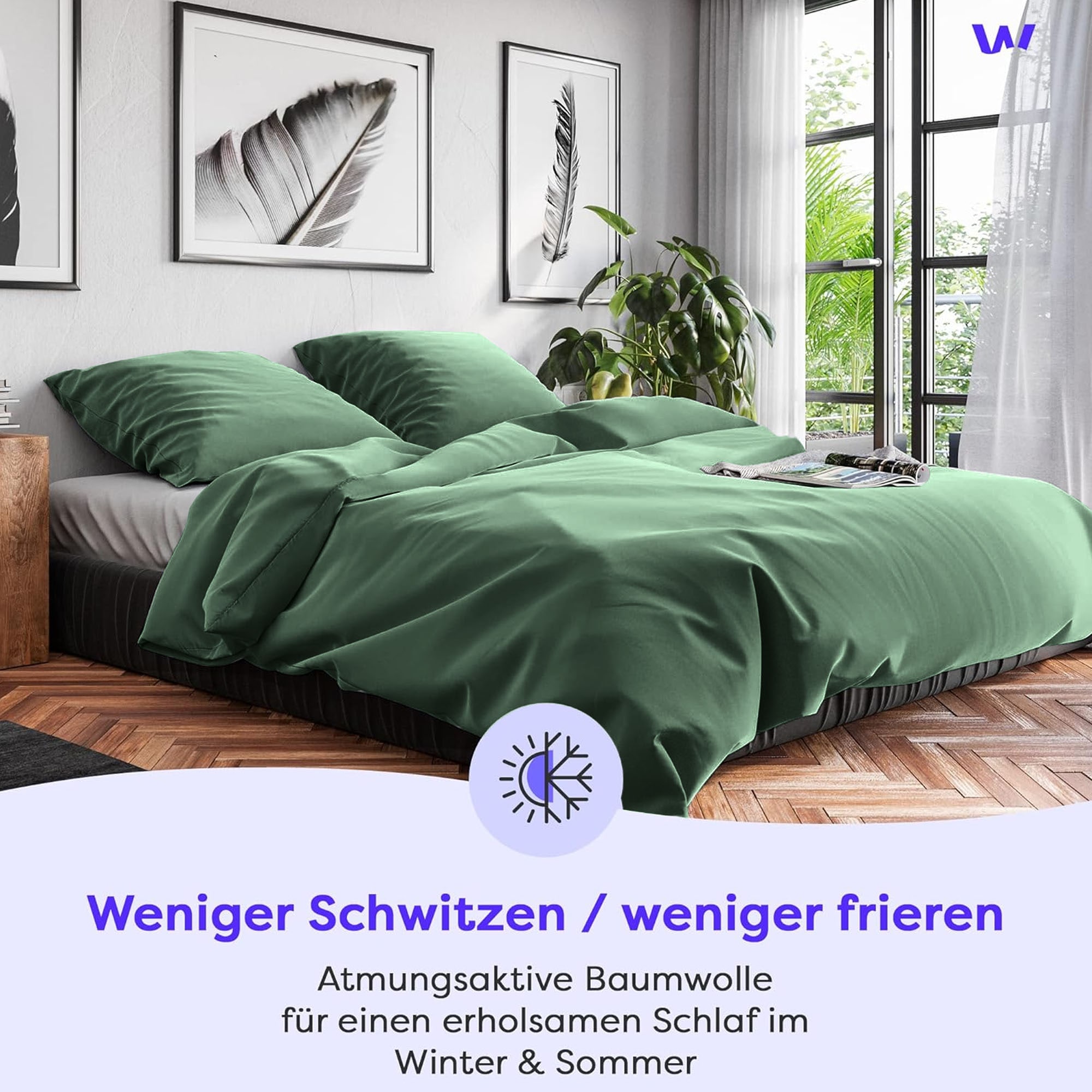 Wolkenfeld Bettwäsche »Renforcé Bettwäsche Baumwolle - Natürlich weiches Schlafgefühl« 3 tlg. 135x200 cm, 155x220 & Übergrößen I inkl. Kissenbezüge 80x80 I uni