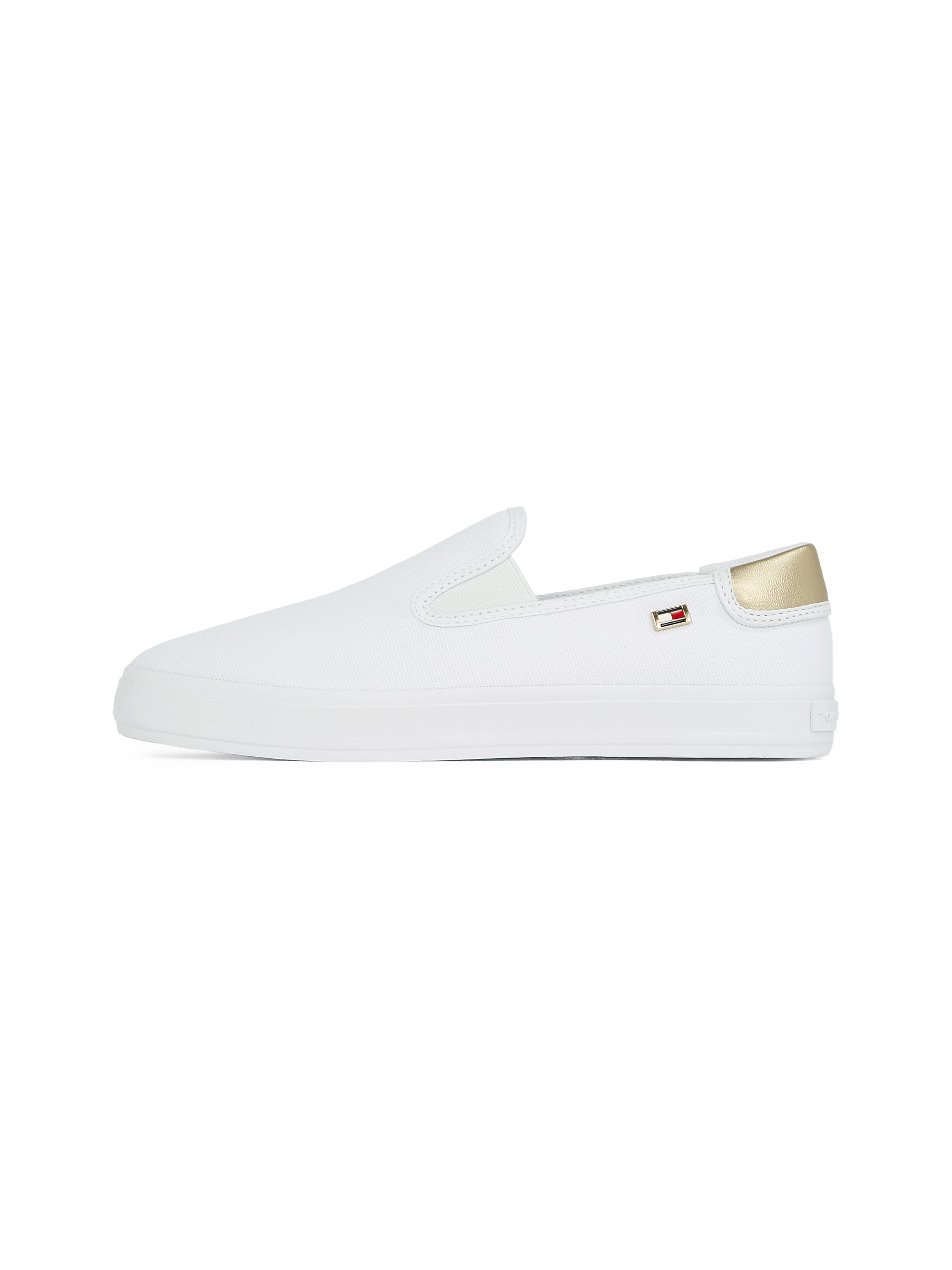 Tommy Hilfiger Slip-On Sneaker »VULC CANVAS SLIP-ON SNEAKER«, Plateau, Freizeitschuh, Halbschuh mit Kontrastbesatz, schmale Form