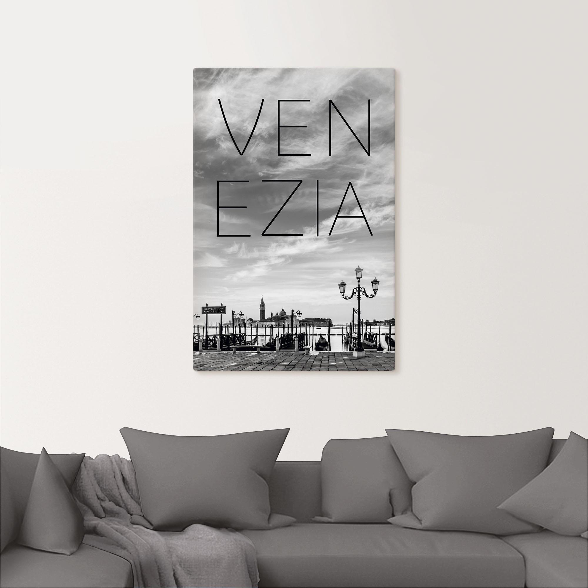 Artland Leinwandbild »Gondeln am frühen Morgen in Venedig« Venedig 1 Stk. tlg. auf Holzrahmen gespannt