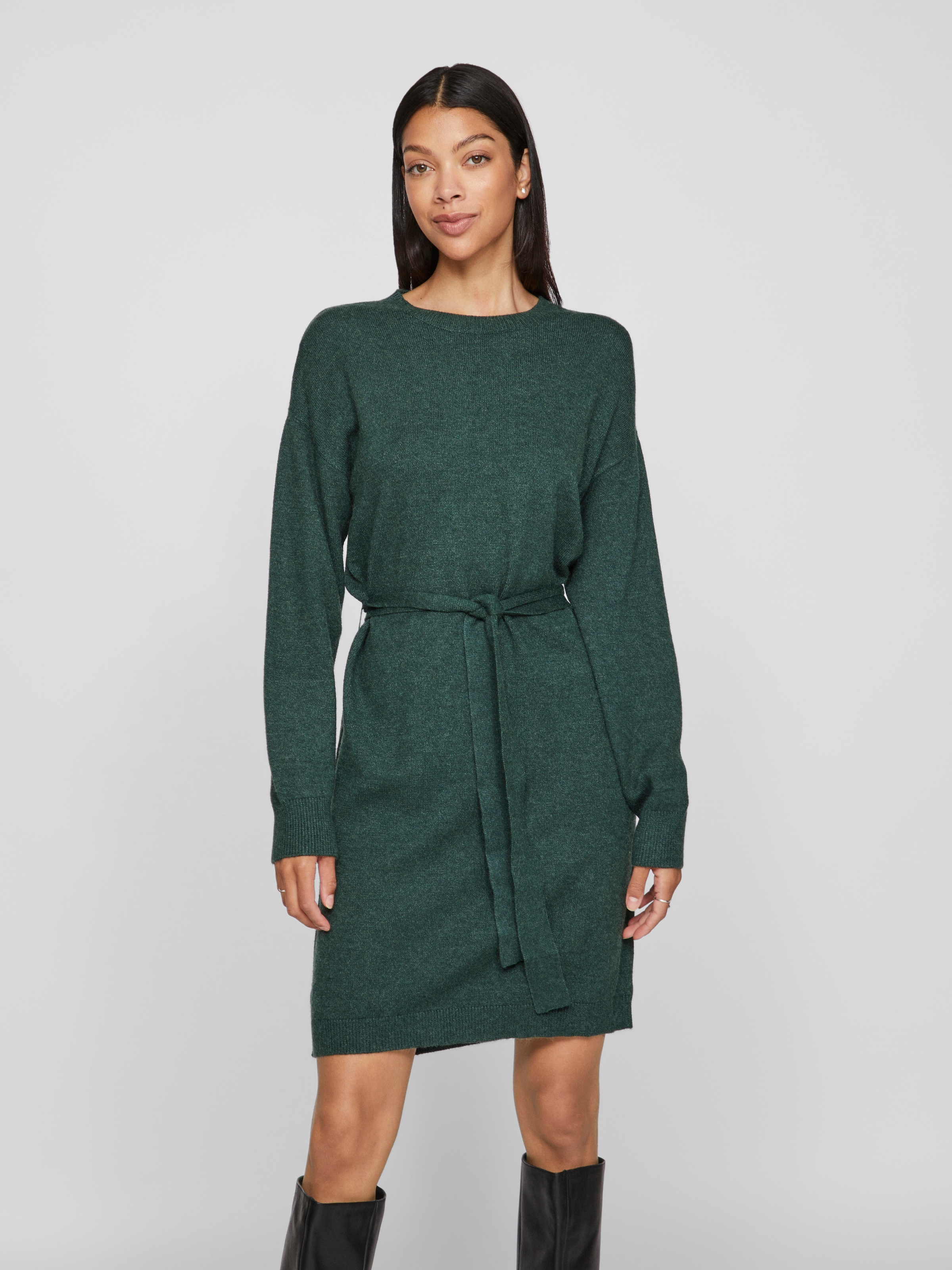 Strickkleid »VIRIL O-NECK L/S BELT KNIT DRESS - NOOS«