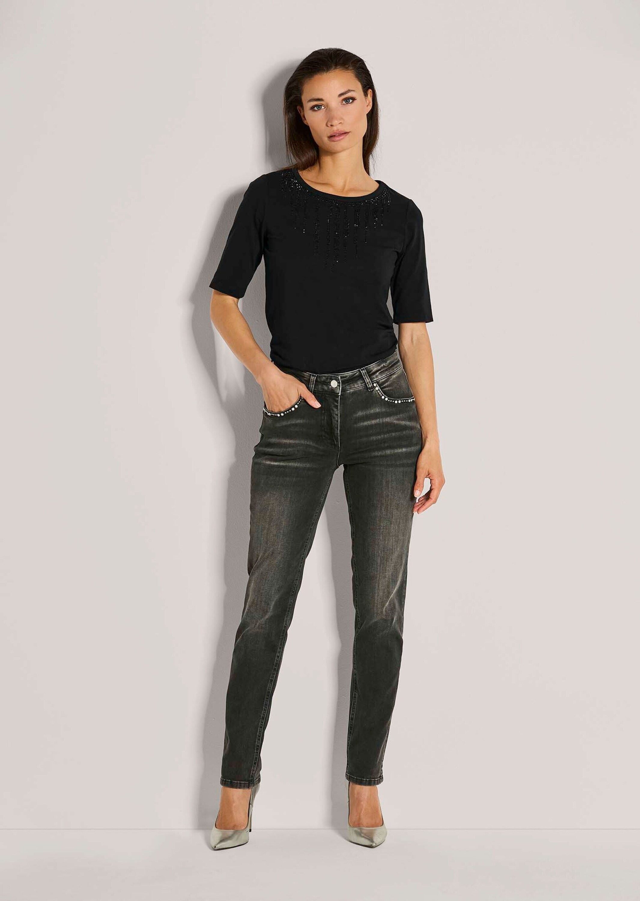 MADELEINE Regular-fit-Jeans »Jeans Schmale Five-Pocket-Jeans mit Glitzer«