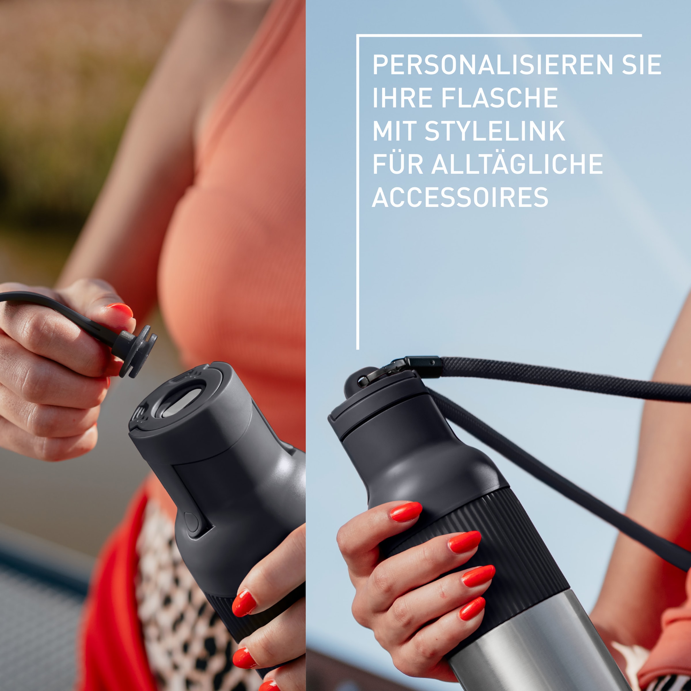 Emsa Isolierflasche »beYou Flip« mit Flip-Verschluss und Trageband, 100% dicht, spülmaschinengeeignet