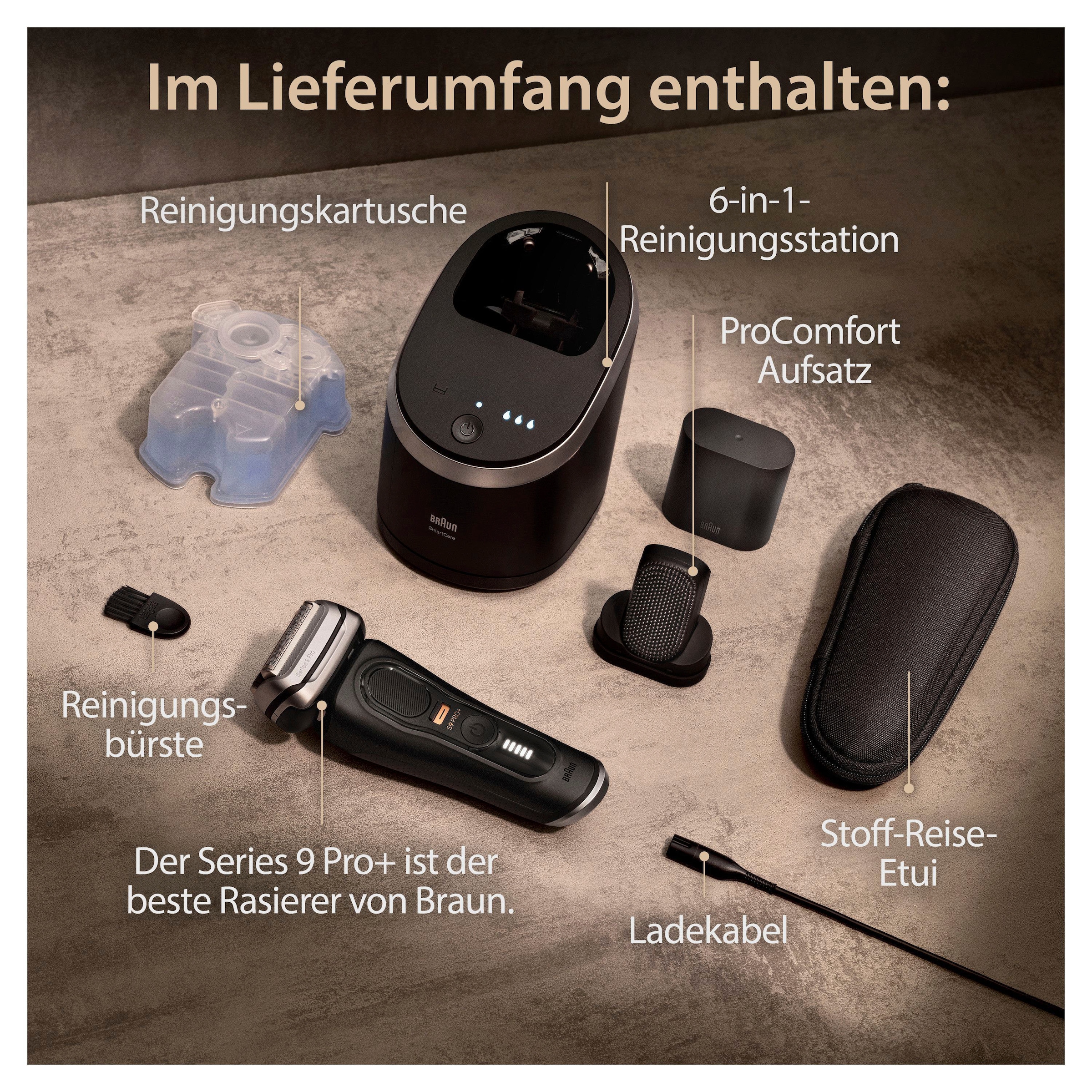 Braun Elektrorasierer »Series 9 Precision Jahren Garantie 3 Reinigungsstation, mit XXL ProTrimmer 9590cc«, Pro