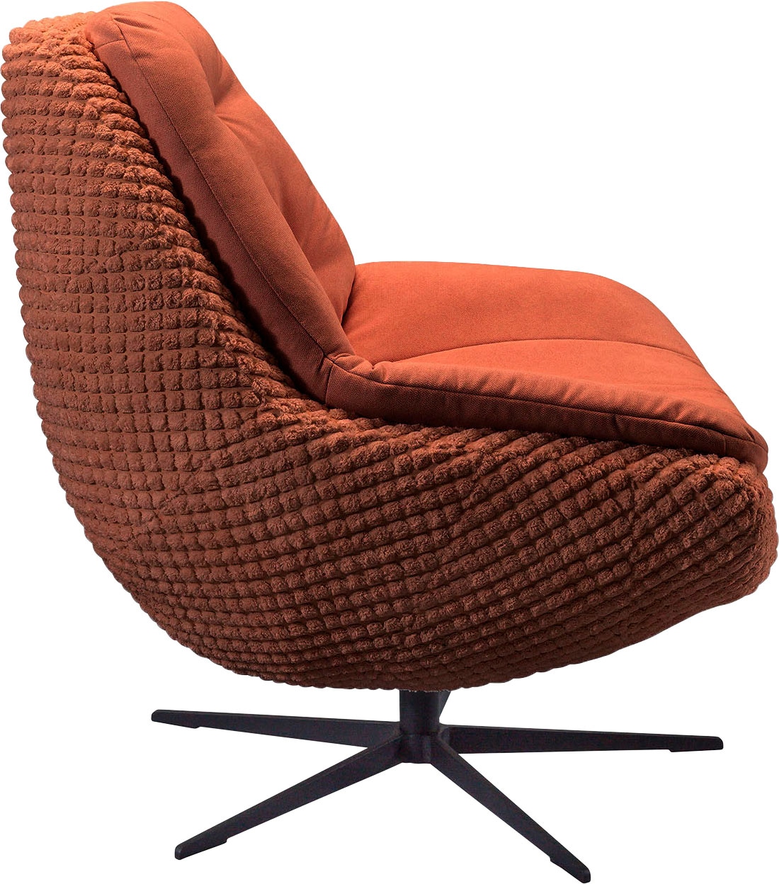 exxpo - sofa fashion Drehsessel »Dim, Loungesessel im Materialmix, Design und Komfort, Solitärmöbel«, Drehsessel bequem gepolstert mit elegantem Metall-Sternfuss