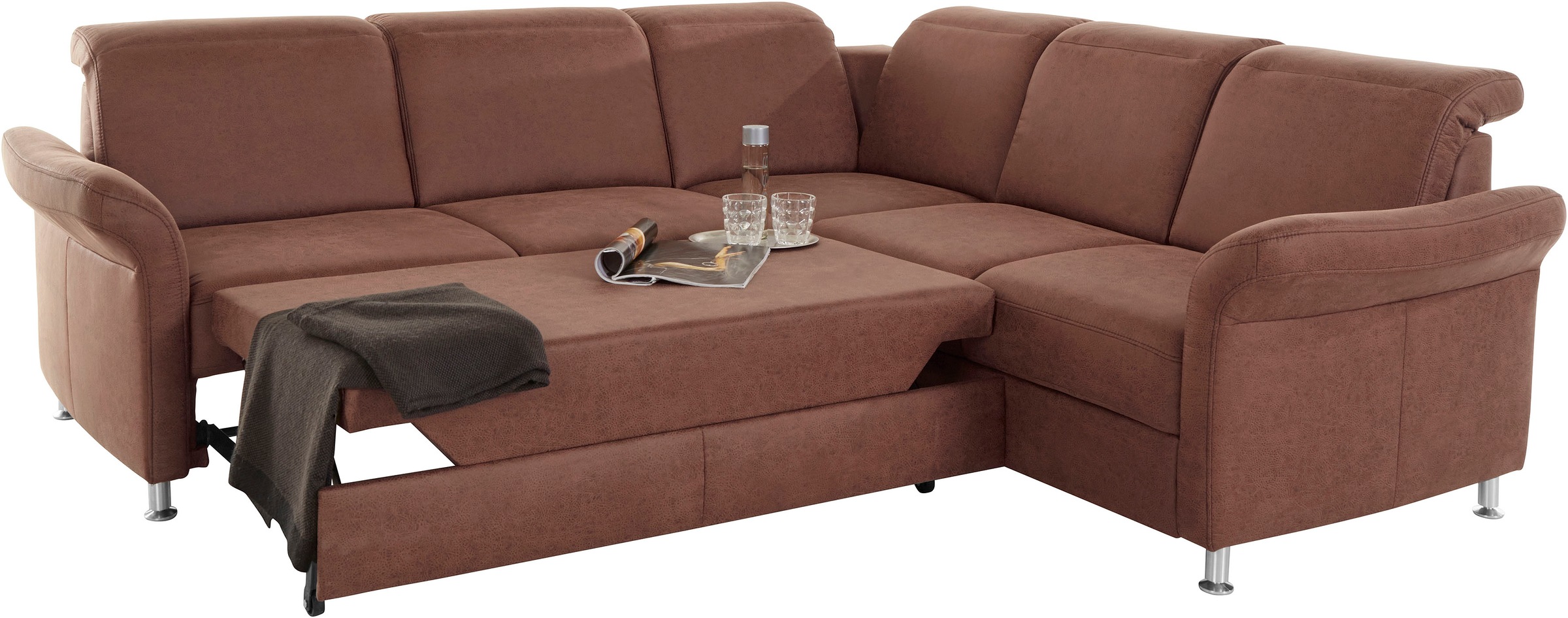 sit&more Ecksofa »Darwin L-Form«, inklusive Federkern, wahlweise mit Kopfteilverstellung, Bettfunktion