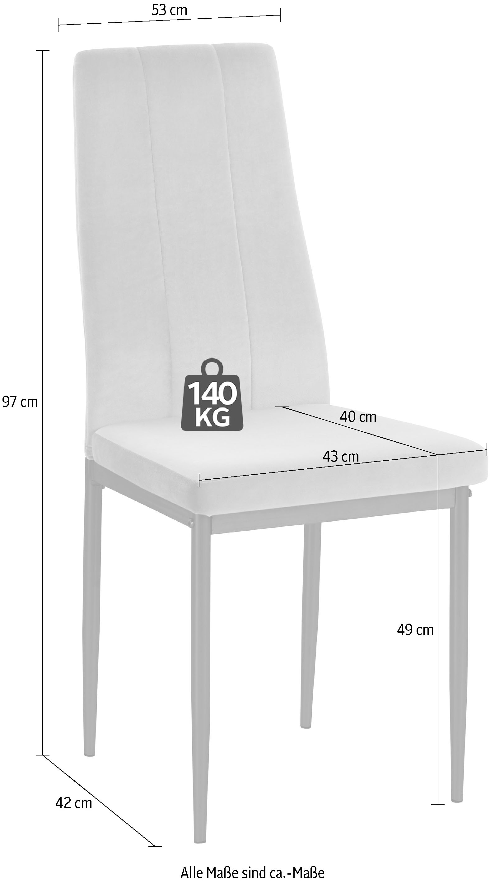 INOSIGN 4-Fußstuhl »Remus«, (Set), 2 St., Samtvelours, im 1er,2er und 4er  Set erhältlich, unterschiedliche Bezugsqualitäten auf Rechnung bestellen | 4-Fuß-Stühle