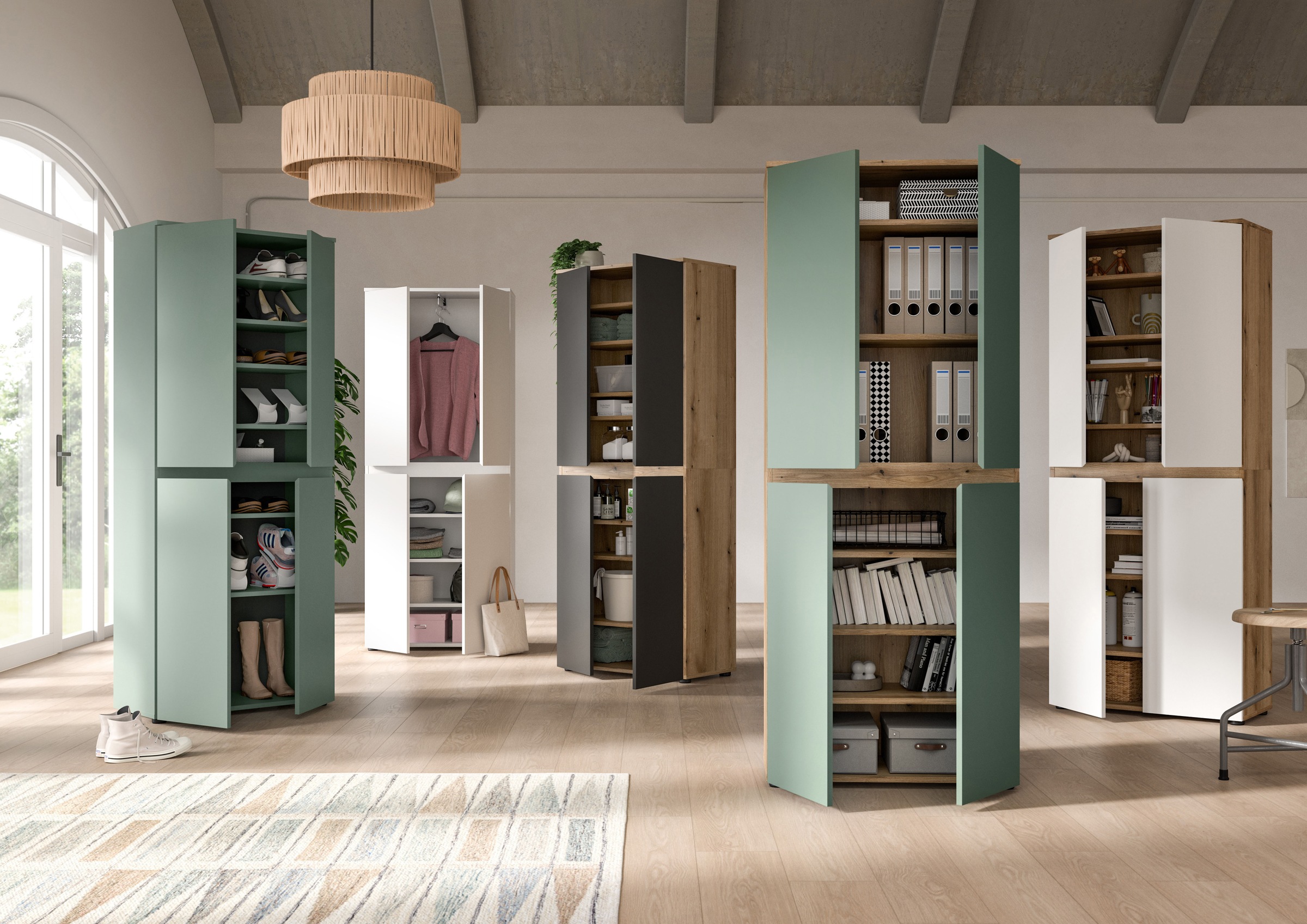 Home affaire Mehrzweckschrank »CIPELA, 105x111 cm, viel Stauraum, variable Einlegeböden, universal« in vielen verschiedenen Trendfarben verfügbar, 1 Stk. tlg. Schuhschrank, Kleiderschrank, Universalschrank, Aktenschrank, Schrank
