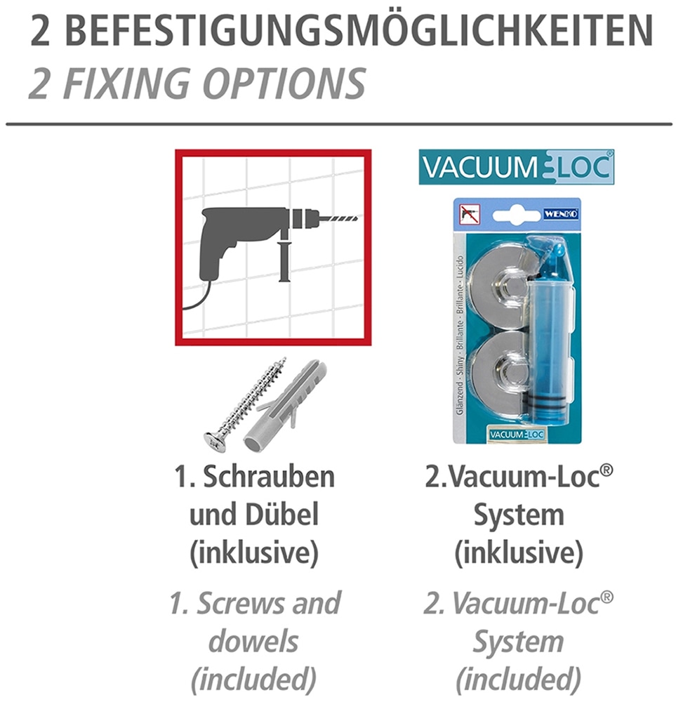 WENKO Toilettenpapierhalter »Vacuum-Loc® Modell Capri«, aus Zinkdruckguss, Befestigen ohne Bohren