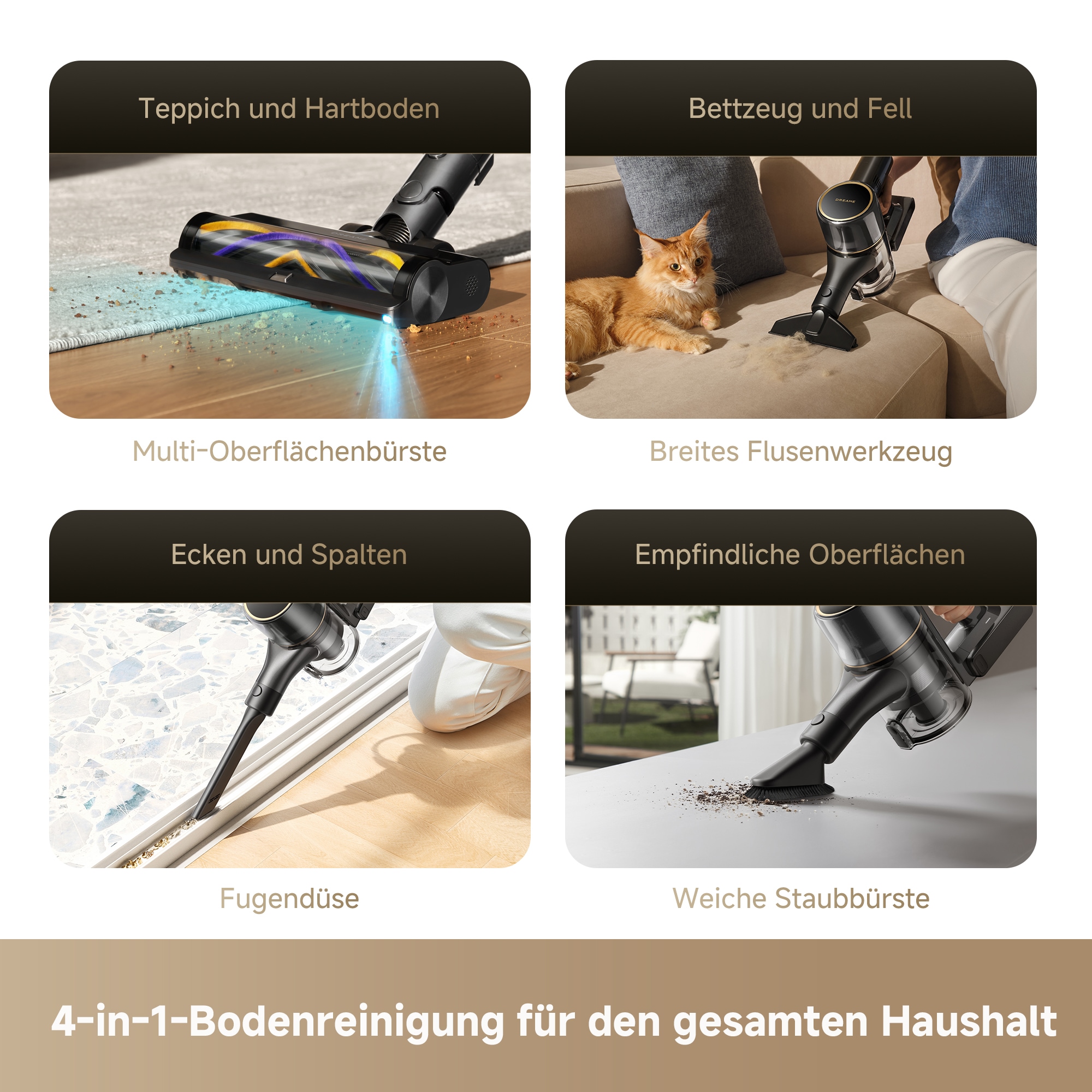 Dreame Akku-Hand-und Stielstaubsauger »R20 Pro« 26000 Pa, Anti-Haar, 99.9% Filter, LED, Flex 90°