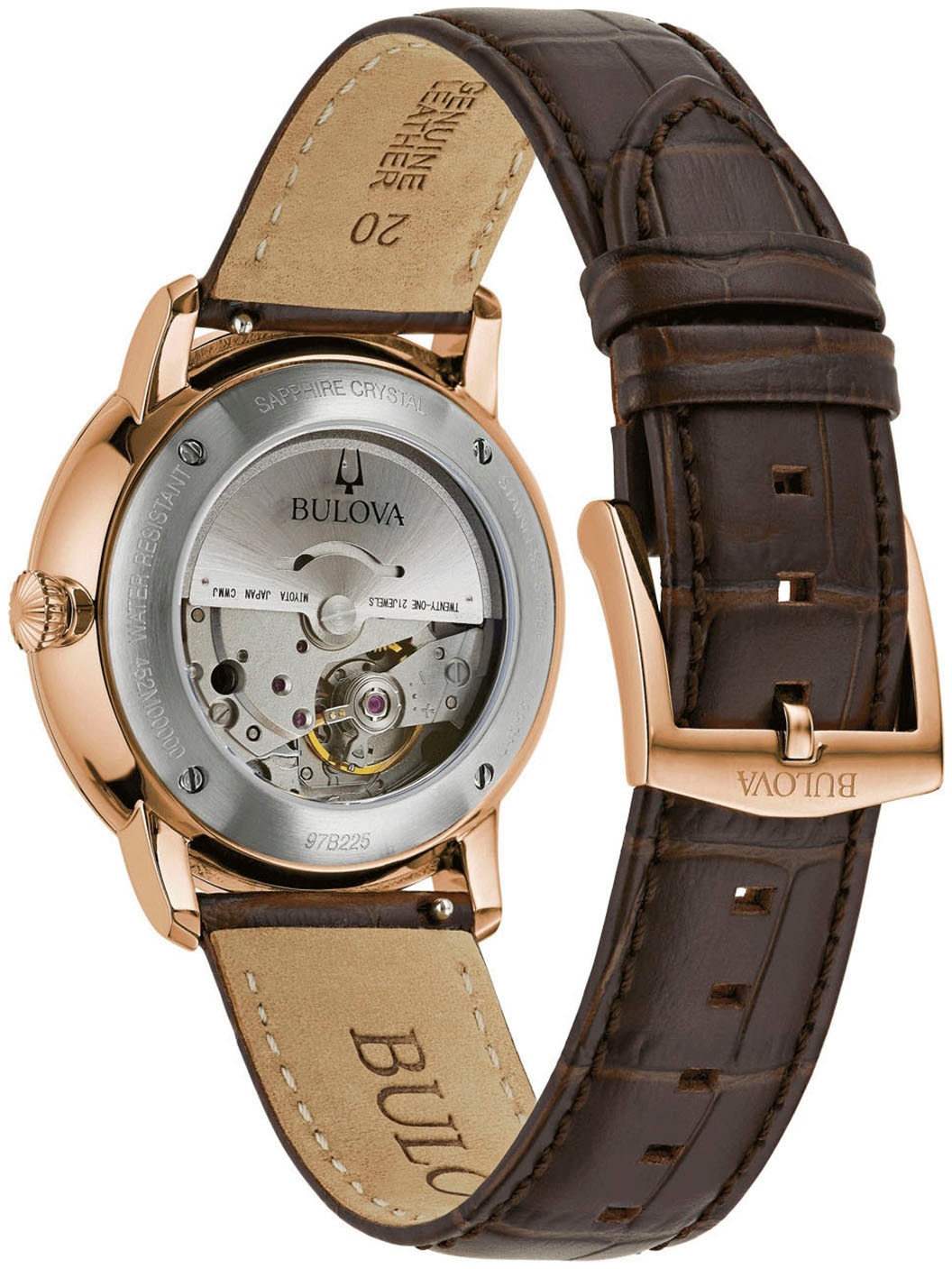 Bulova Automatikuhr, Armbanduhr, Herrenuhr, Mechanische Uhr, Lederarmband, analog