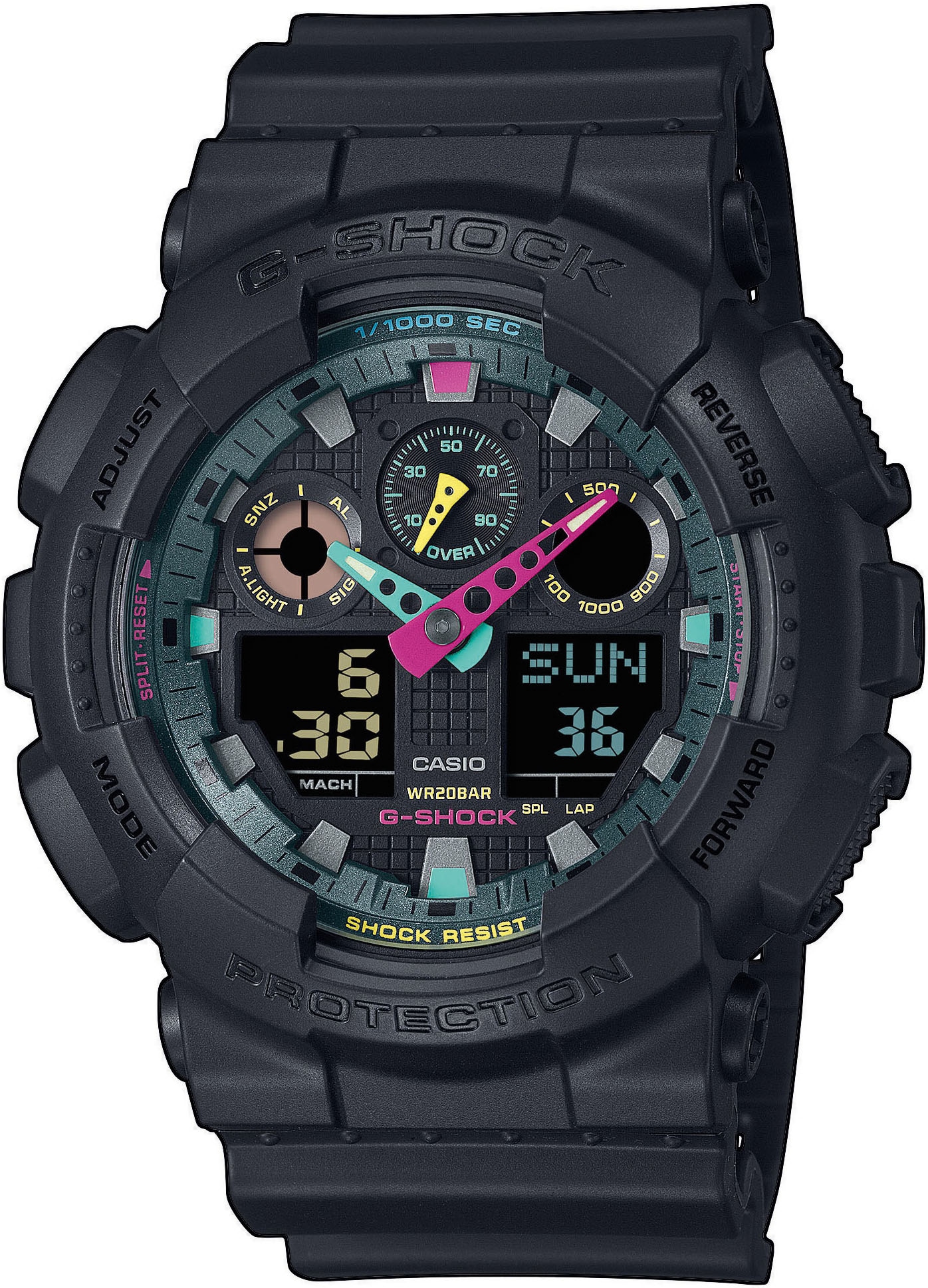 CASIO G-SHOCK Chronograph, Quarzuhr,Armbanduhr,Herrenuhr,digital, bis 20 bar wasserd.Resinarmband
