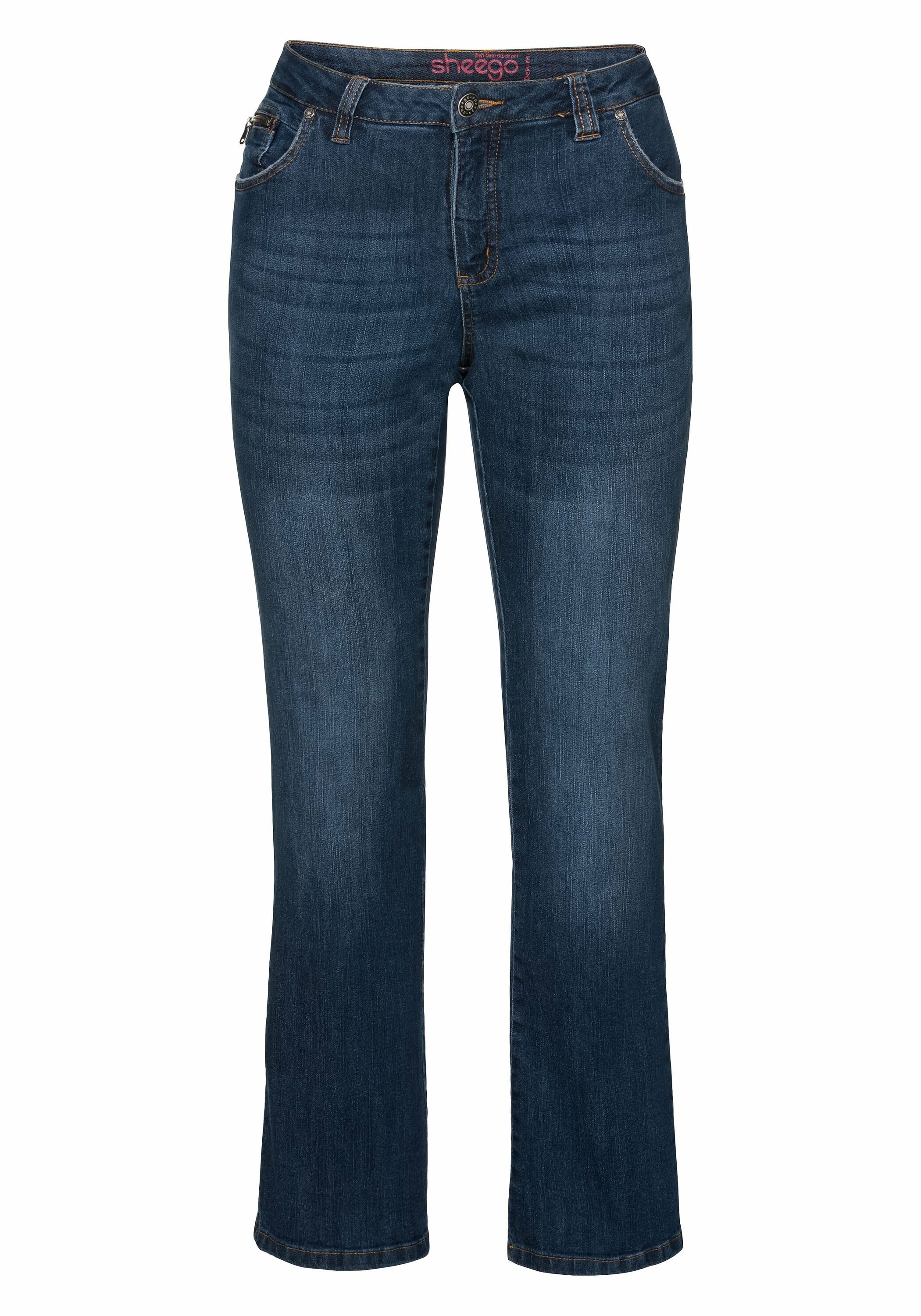 Sheego Bootcut-Jeans »Jeans in 5-Pocket-Form, mit Used-Effekten«