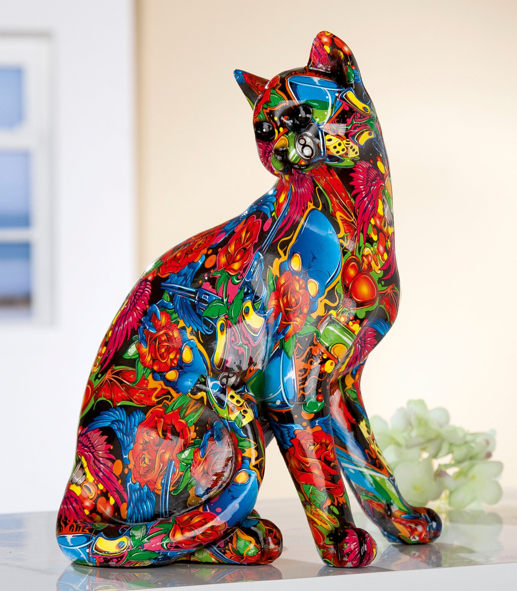 GILDE Dekofigur »Figur Pop Art Katze«, Dekoobjekt, Tierfigur, Höhe 29 cm,  Wohnzimmer auf Raten kaufen
