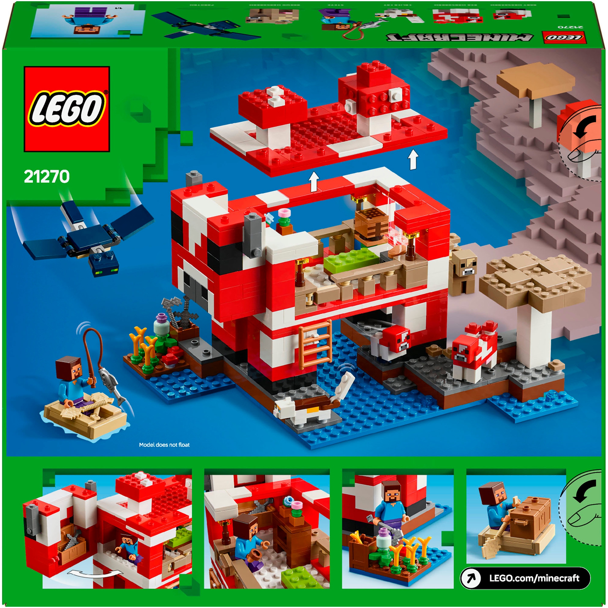 LEGO® Konstruktionsspielsteine »Das Pilzkuh-Haus (21270), LEGO Minecraft«, (500 St.), Made in Europe