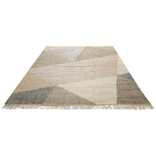 Green Looop Teppich »Vincent GL-82111«, rechteckig, Naturfaser Teppich aus  Jute mit Baumwolle, mit Fransen, Wohnzimmer