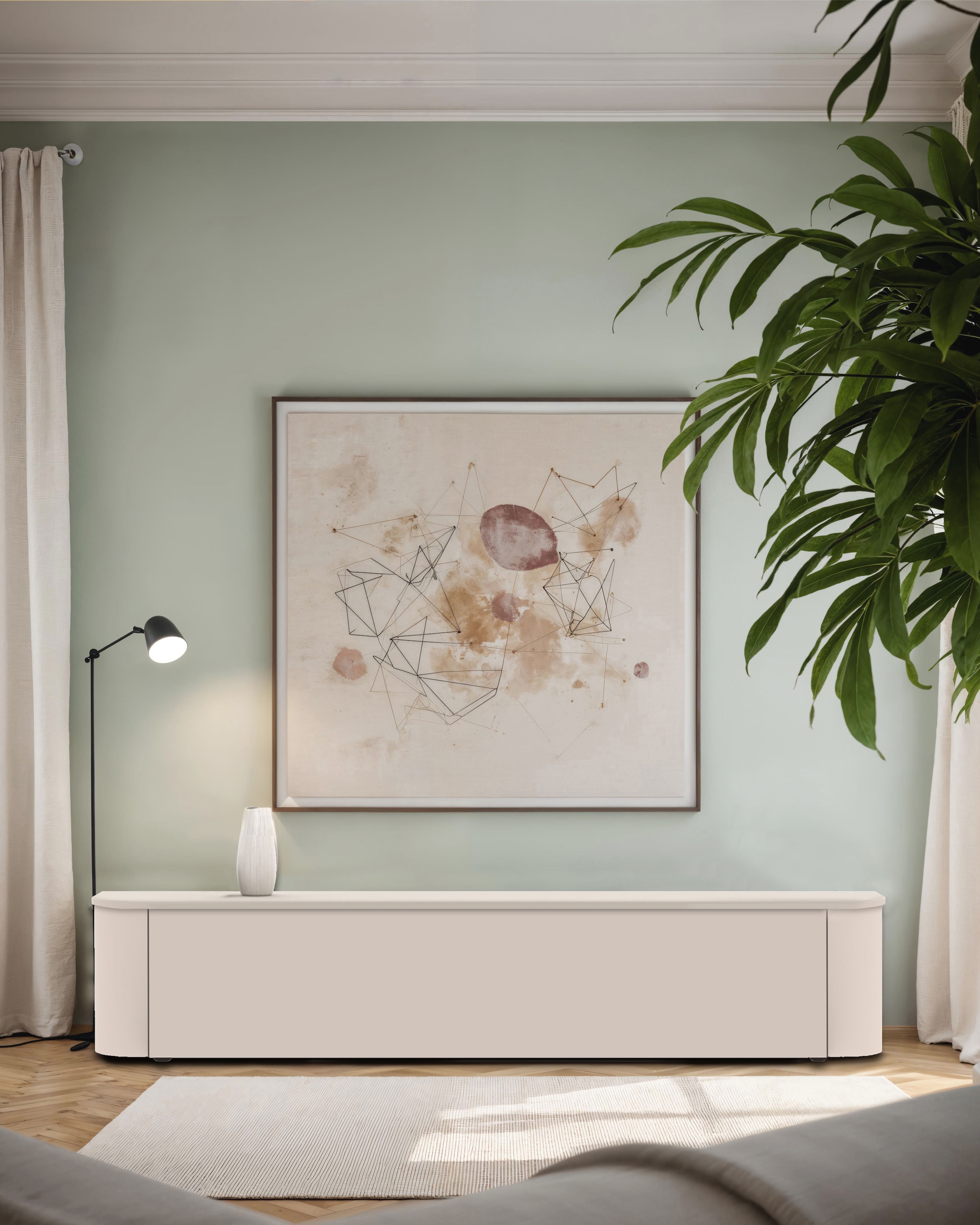 OTTO home Lowboard »Lido, 181 cm breit, 1 Klappe, TV-Schrank, TV-Kommode, Medienboard« Formgebogenes MDF, Stirnseiten Rundung, Push-to-open, hängend/stehend