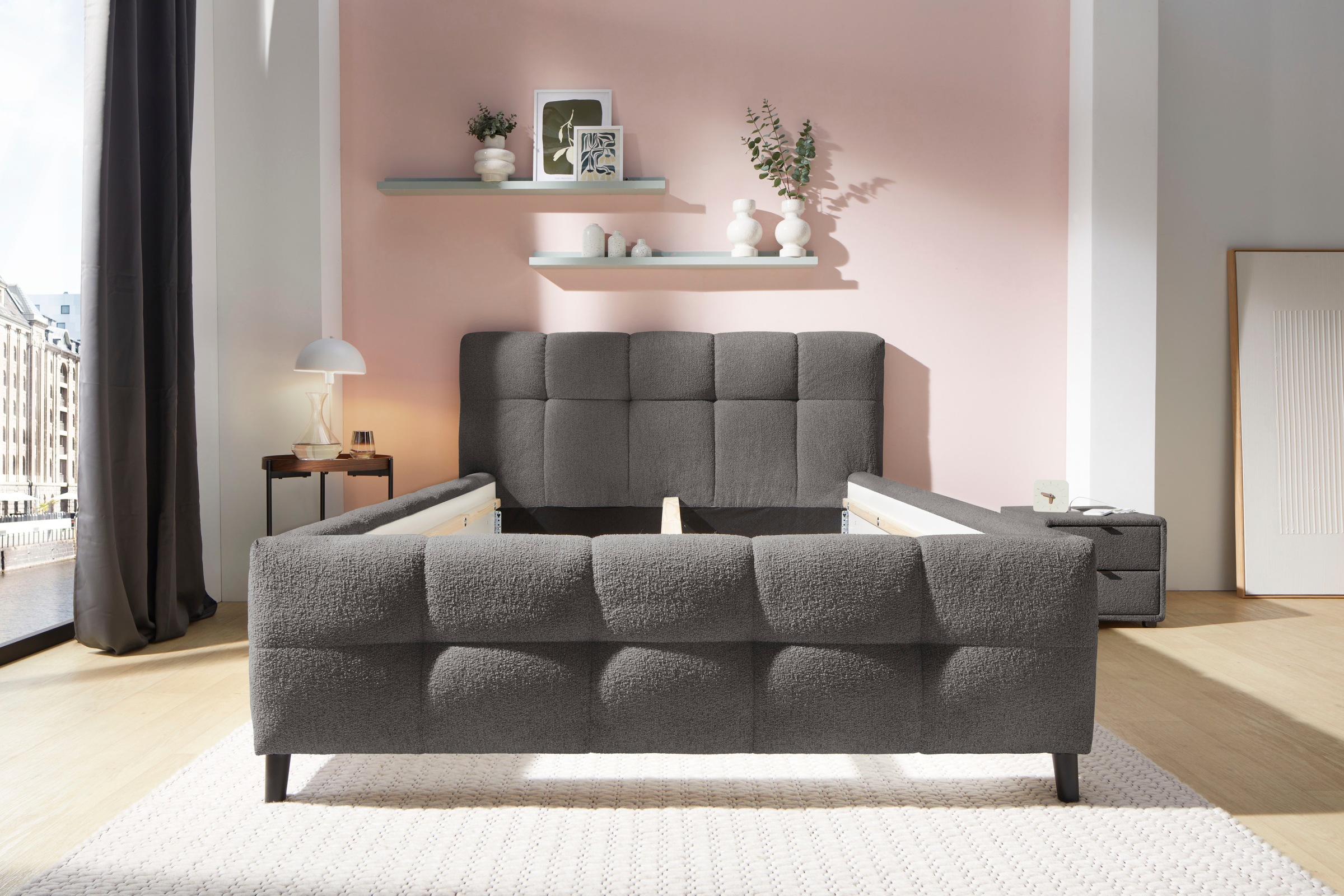 Jockenhöfer Gruppe Polsterbett »Lucy, wahlweise mit Federholzleisten und 7-Zonen-TTFK-Matratze in H3« Bubble-Optik, 2 unterschiedliche Einlegetiefen möglich