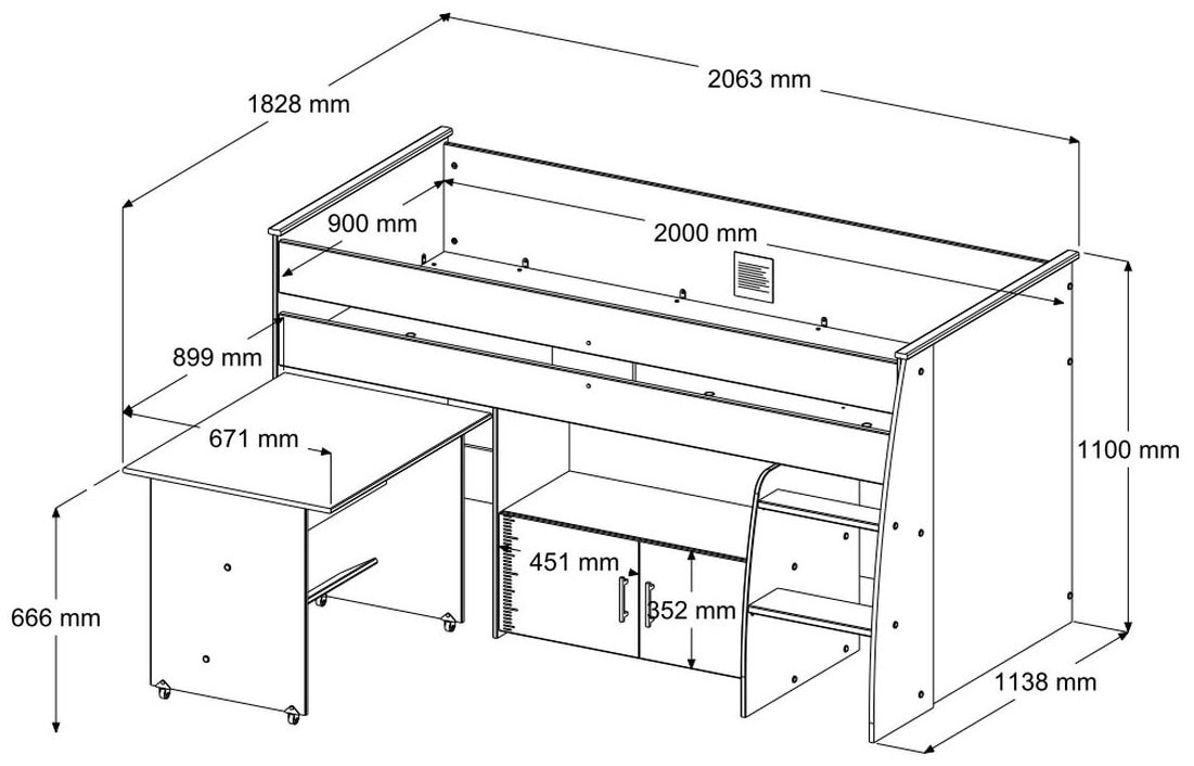 Parisot Jugendzimmer-Set »Parisot Charly 22« Set, 2 tlg. ausziehbarer Schreibtisch auf Rollen