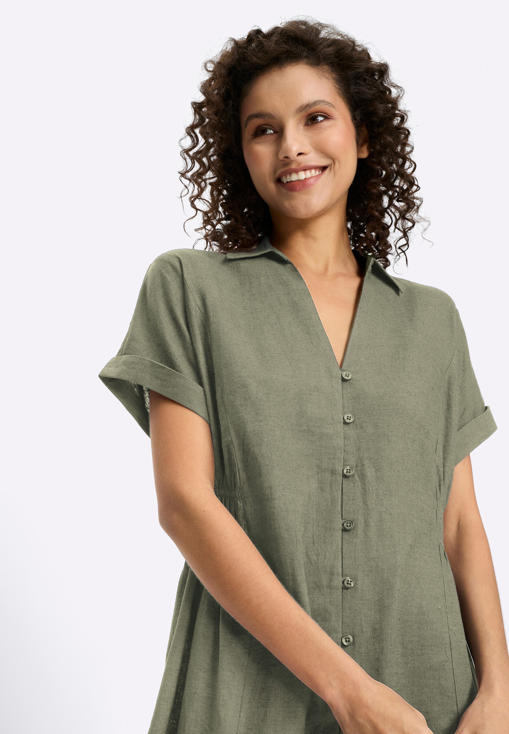 heine Hemdblusenkleid »Kleid Sommerkleid mit Gehschlitz« Ohne Taschen