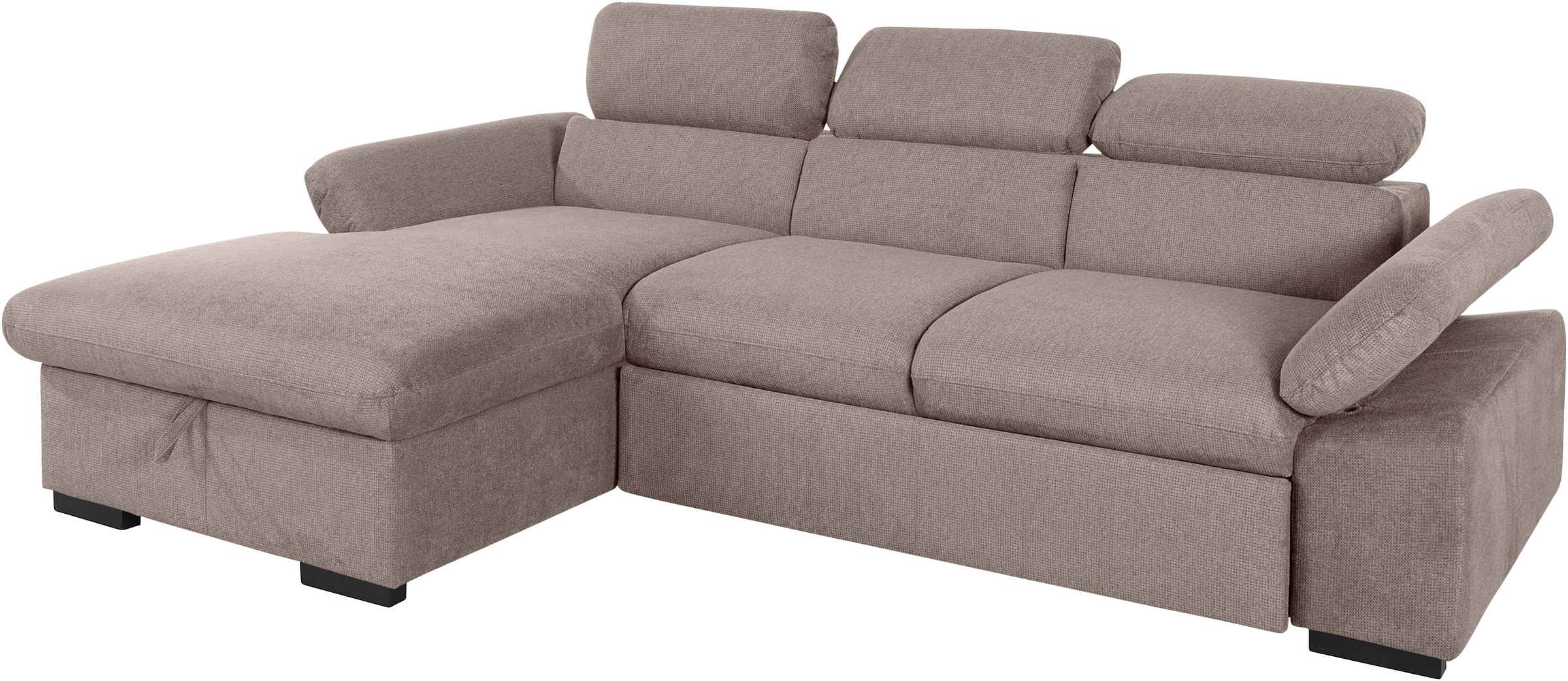 COTTA Ecksofa »Lola L-Form mit Kopfteilfunktion & Hocker«, (Set, mit Hocker), wahlweise mit Bettfunktion, Bettkasten & Armteilverstellung
